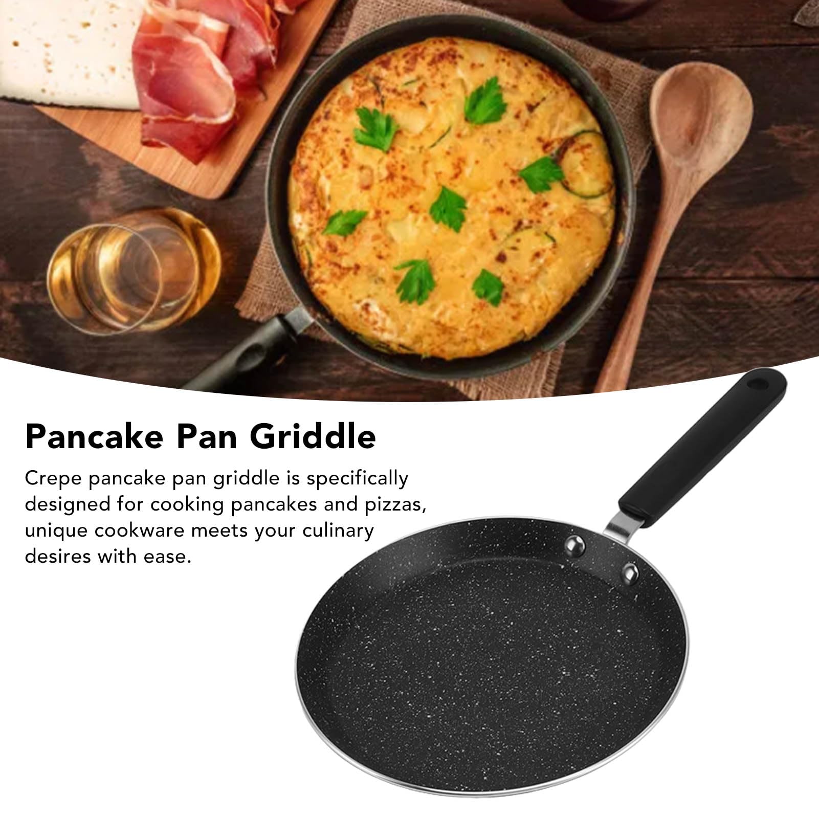 Tissting 6-Inch Aluminum Alloy Non-Stick Crepe Pan - Round Flat Skillet for Pancakes, Dosa & Crepes - Induction & Gas Stove Compatible with Ergonomic Plastic Handle - Perfect for Breakfast, Brunch & Home Cooking