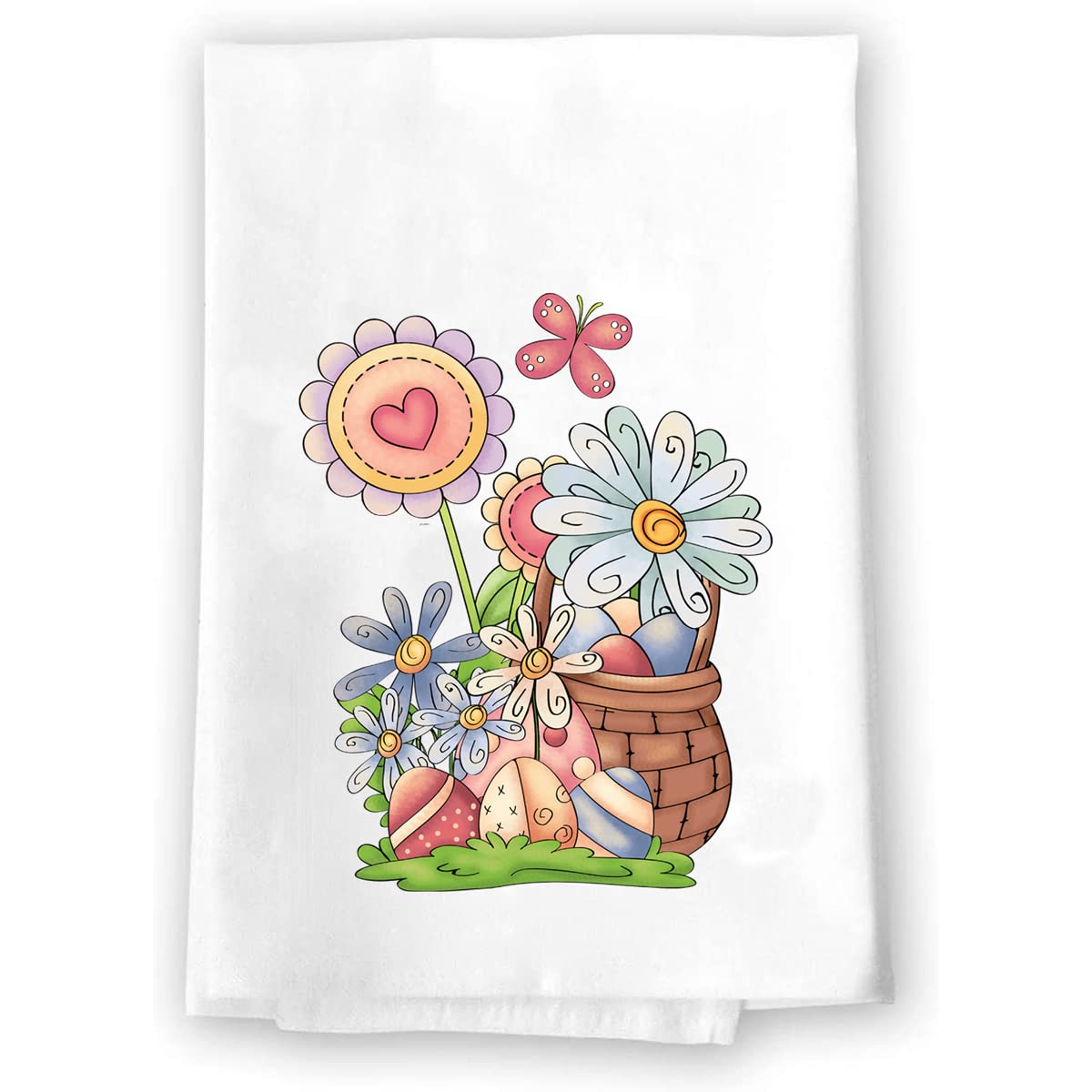 Religious Christian Easter Floral Hand Towel - Decorative Kitchen & Bath Towel in Orange, Pink, Green - Spring Summer Garden Themed Home Decor - Perfect for Easter Gifts, Housewarming Presents & Bathroom Decorations