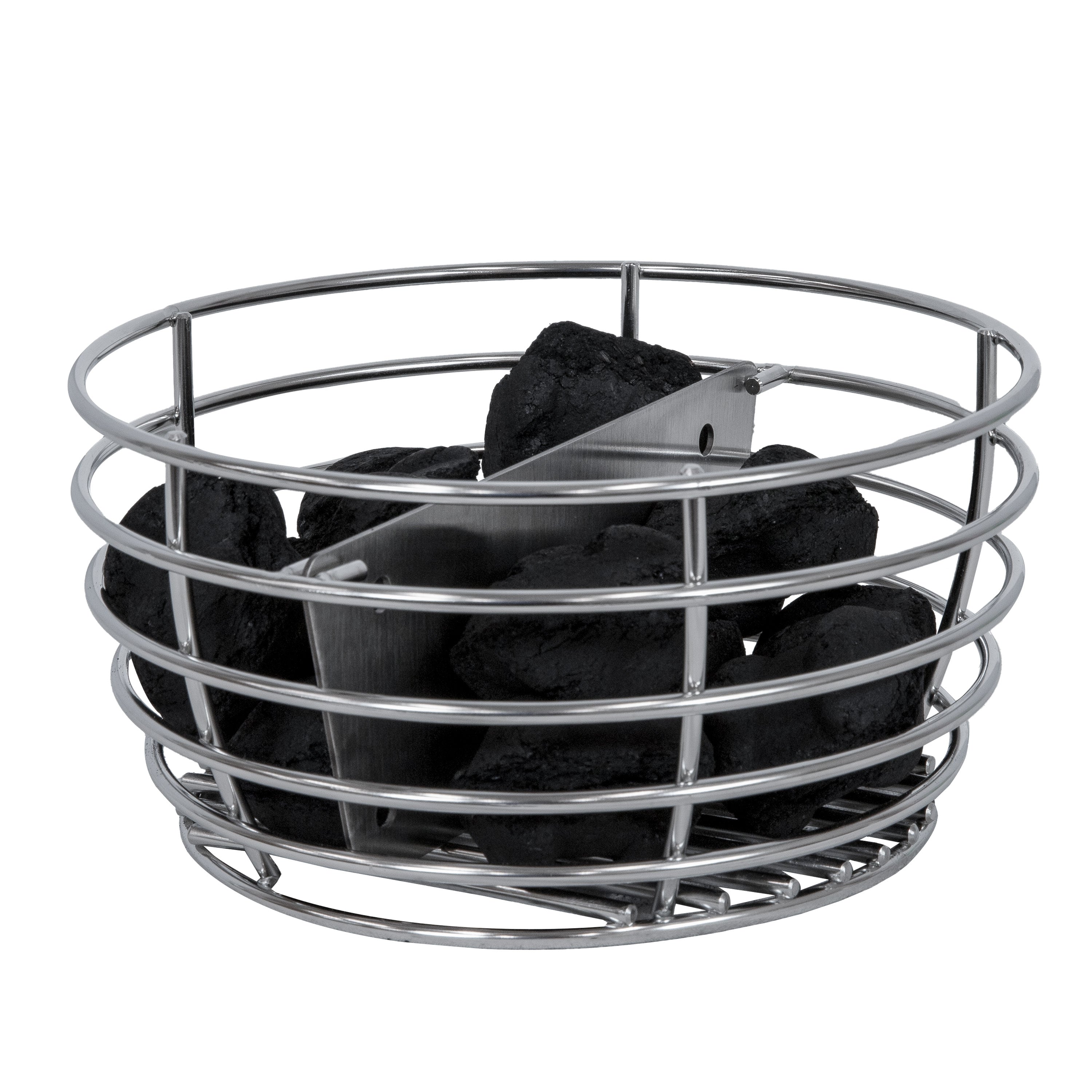 Sunnydaze Kamado Grill Basket with Divider - Heavy Duty Charcoal Grill Accessory for Kamado Joe, Big Green Egg - Perfect for Smoking, Grilling & BBQ Outdoor Cooking