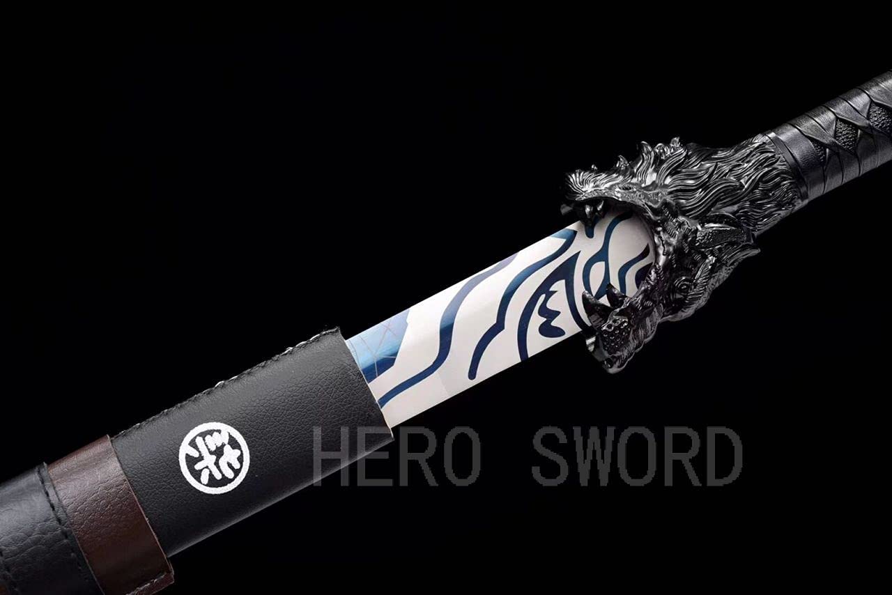 Assassin Five Six Seven Anime Replica Cosplay Katana - Shadow 柒 Japanese Samurai Sword with Blue Blade | Handmade 9260 Spring Steel | Perfect for Cosplay, Collectors & Martial Arts Training (#6)