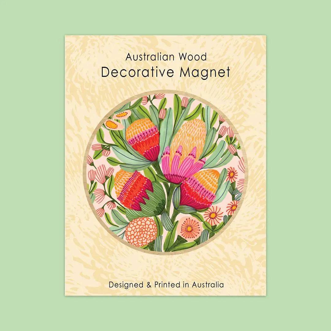 Proteas Gum Blossoms Magnetic Greeting Card Set - Perfect for South African Themed Gifts, Home Decor & Refrigerator Magnets