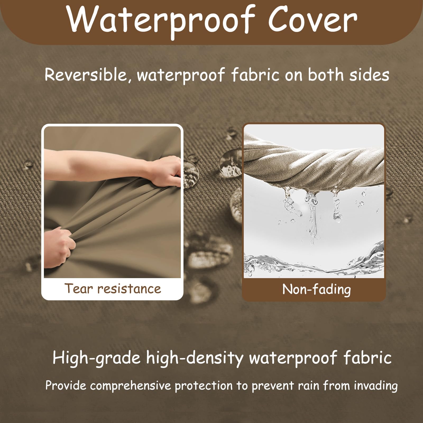Waterproof Outdoor Sectional Couch Cushion Covers - 12 Piece Khaki Replacement Slipcovers with Zipper for Rattan Garden Furniture | Patio, Deck & Backyard Furniture Protection | Weather-Resistant Square Cushion Covers for Sectional Sofas