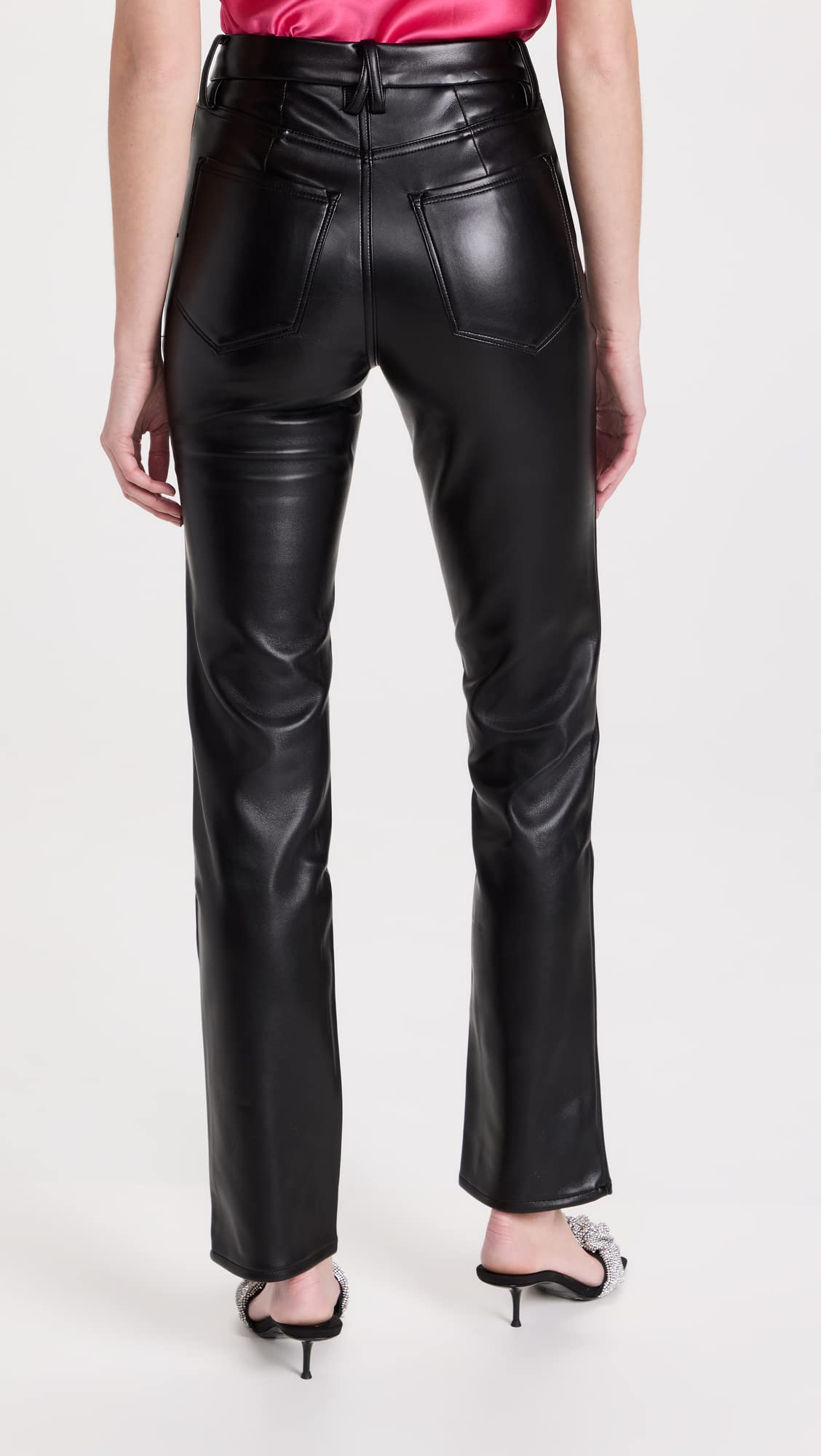 Good American Women's High Waist Leather Good Icon Jeans - Stylish & Comfortable Skinny Denim Pants for Casual Wear, Night Out & Office Outfits