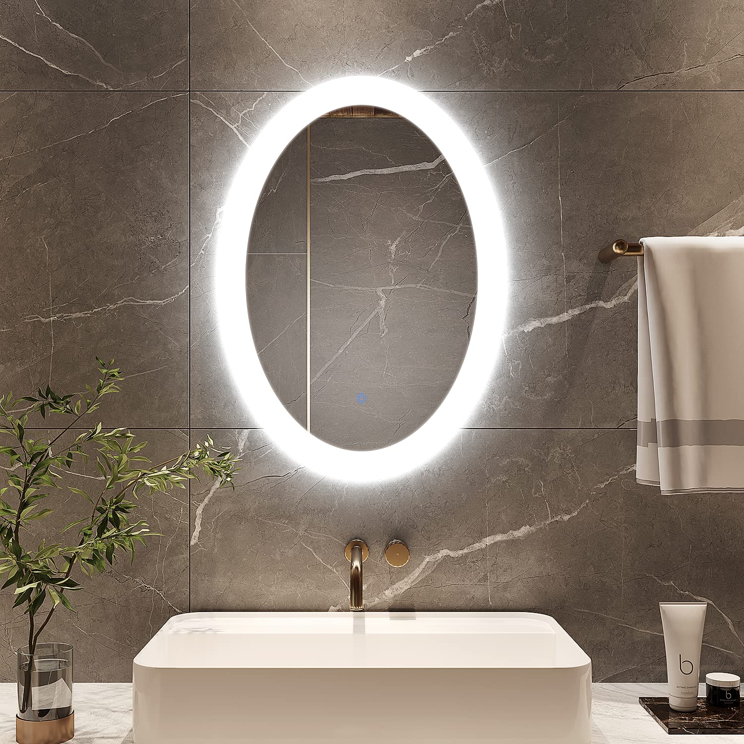 MIRPLUS 20x28 Inch LED Bathroom Mirror with Dimmable Lights & Anti-Fog - Oval Vanity Mirror for Bathroom & Bedroom - Perfect for Makeup, Shaving & Home Decor