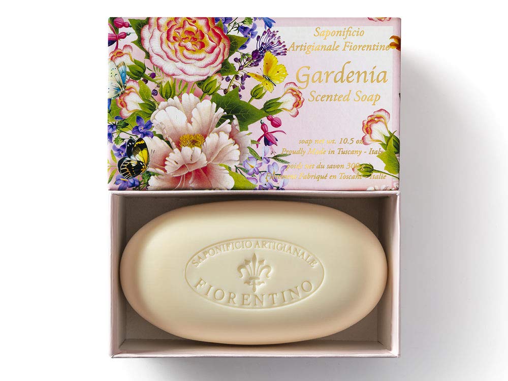 Artisanal Florentine Gardenia Solid Hand Soap 300g - Natural, Vegan & Long-Lasting - Perfect for Bathroom, Kitchen & Travel