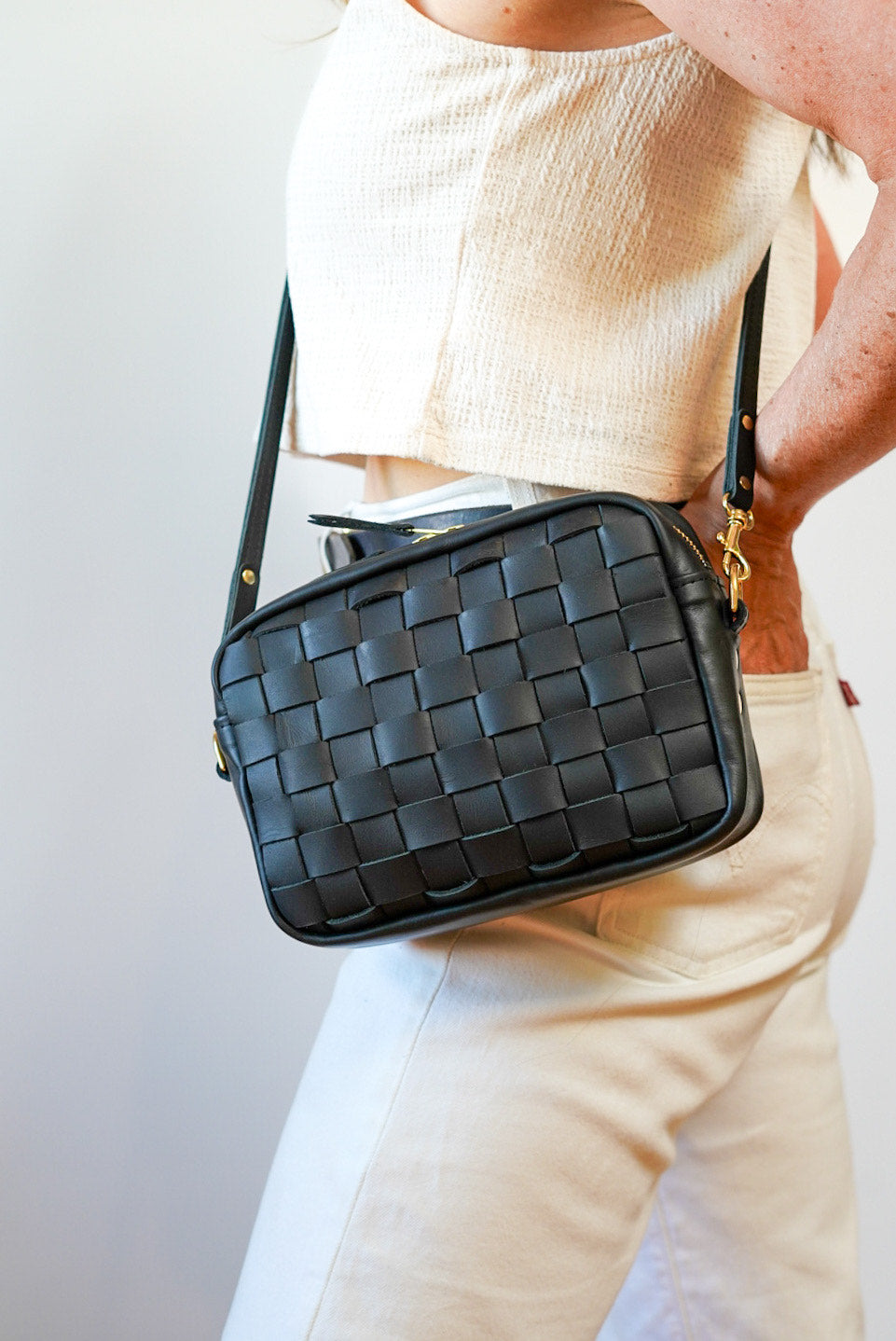 Hand Woven Black Rectangle Crossbody Bag - Stylish & Durable for Work, Travel & Everyday Use