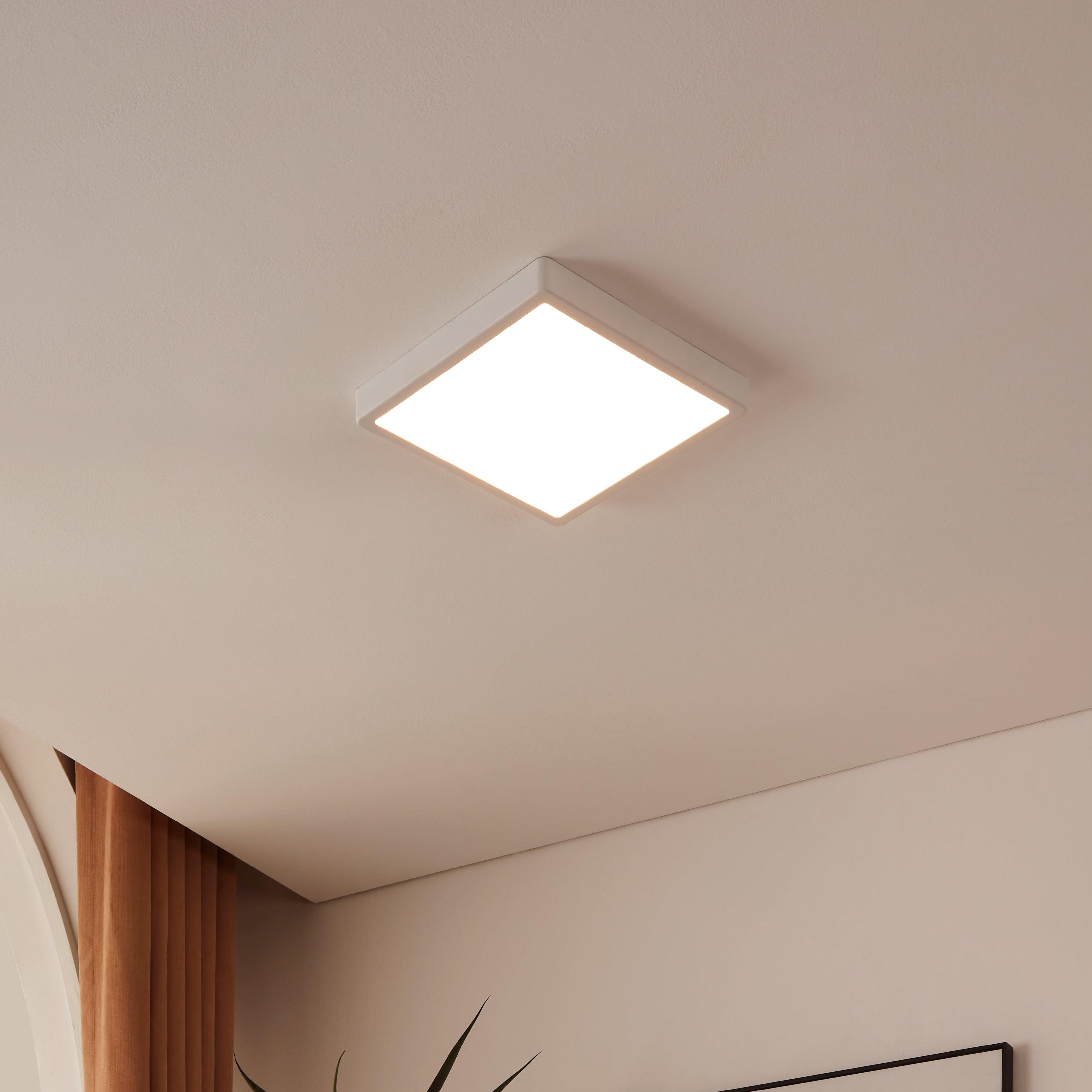 Eglo Connect Fueva Z Smart LED Ceiling Light - Dimmable White Square Flush Mount for Kitchen, Bedroom & Living Room - Alexa & Google Home Compatible