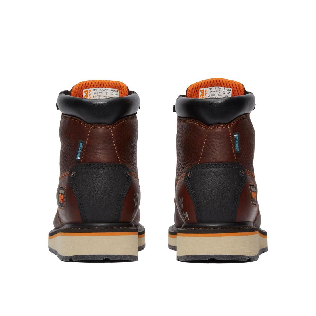 Gridworks 6 Inch Alloy Toe Waterproof Work Boots for Men - Slip Resistant Safety Shoes, Brown - Ideal for Construction, Warehouse & Outdoor Work