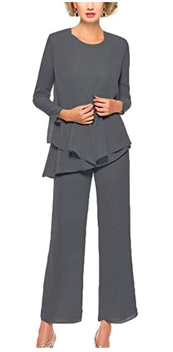 Elegant Plus Size Chiffon Mother of The Bride Pants Suit with Jacket - 3 Piece Formal Women's Outfit for Wedding, Prom & Special Occasions