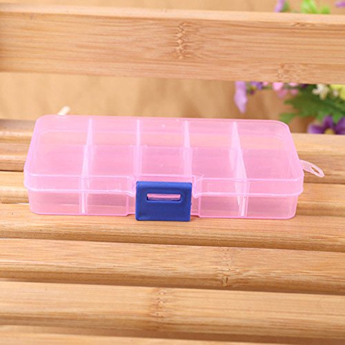 10 Grid Adjustable Storage Box for Jewelry, Beads, Pills & Nail Art - Organizer Case with Lid - Perfect for Craft Rooms, Vanity Tables & Travel Organization