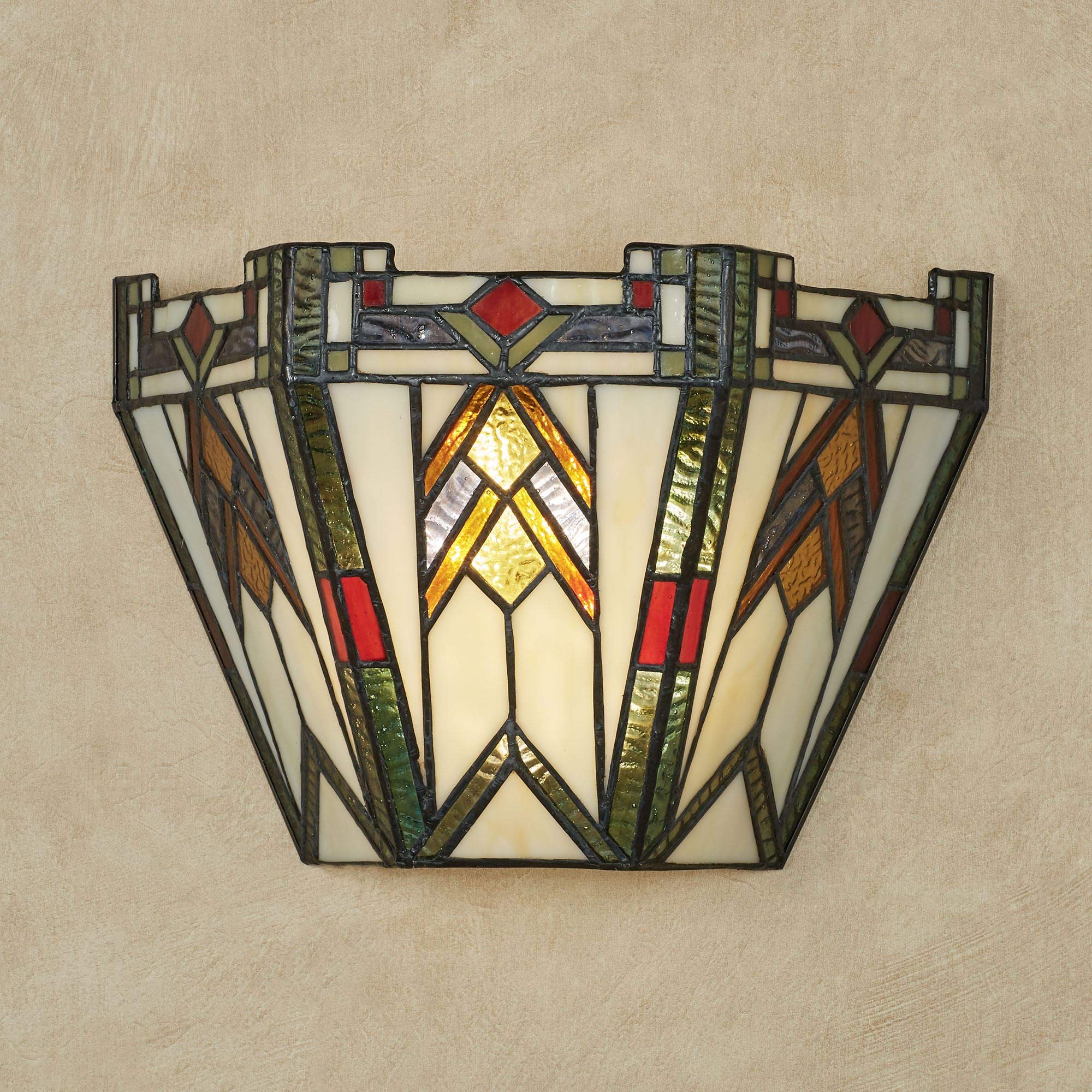 Touch of Class Barstow Wireless LED Stained Glass Wall Sconce - Remote Control Lighting for Home Decor in Ivory, Gold, Wine, Teal & Blue - Perfect for Bedroom, Living Room, Dining Room, Hallway & Foyer Ambience