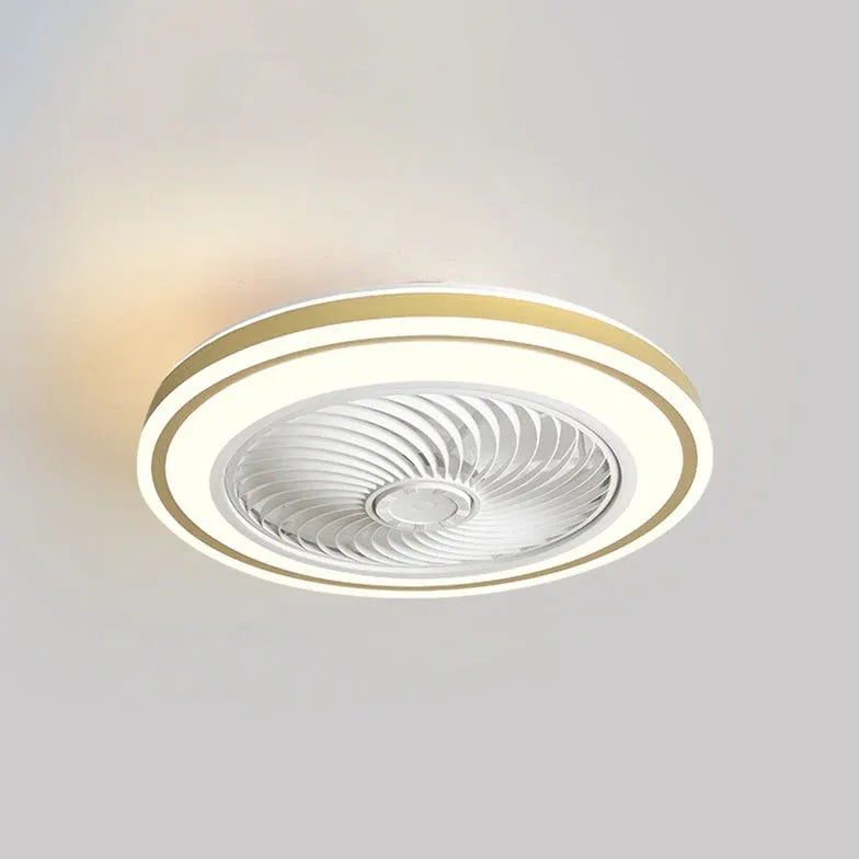 Modern Round Flush Mount Ceiling Fan with LED Light - Energy Efficient & Quiet - Perfect for Bedroom, Living Room, and Office Spaces