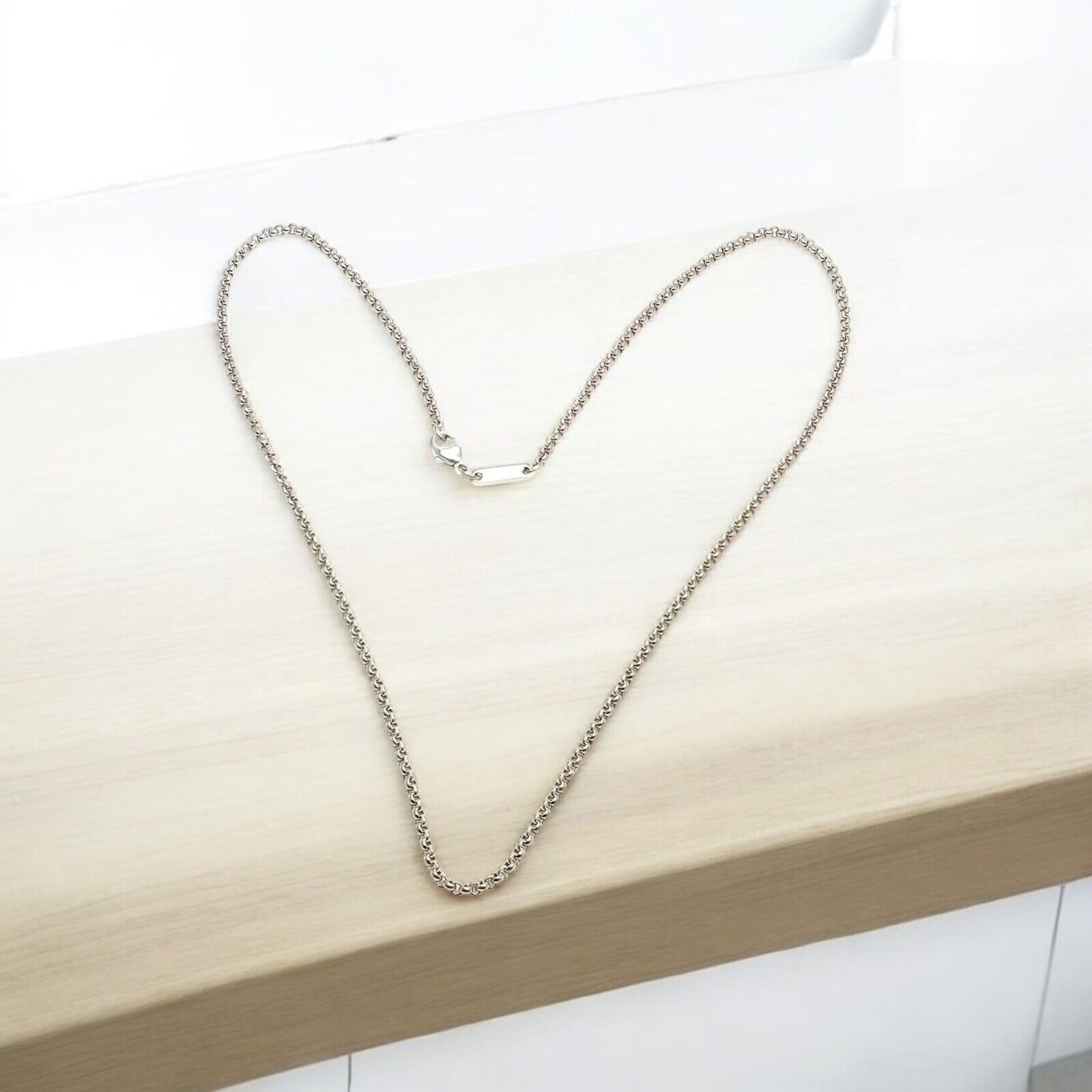 Authentic Chopard 18k White Gold Simple Chain Necklace 16.75 Inches - Elegant Minimalist Jewelry for Women, Perfect for Everyday Wear, Gifts & Special Occasions
