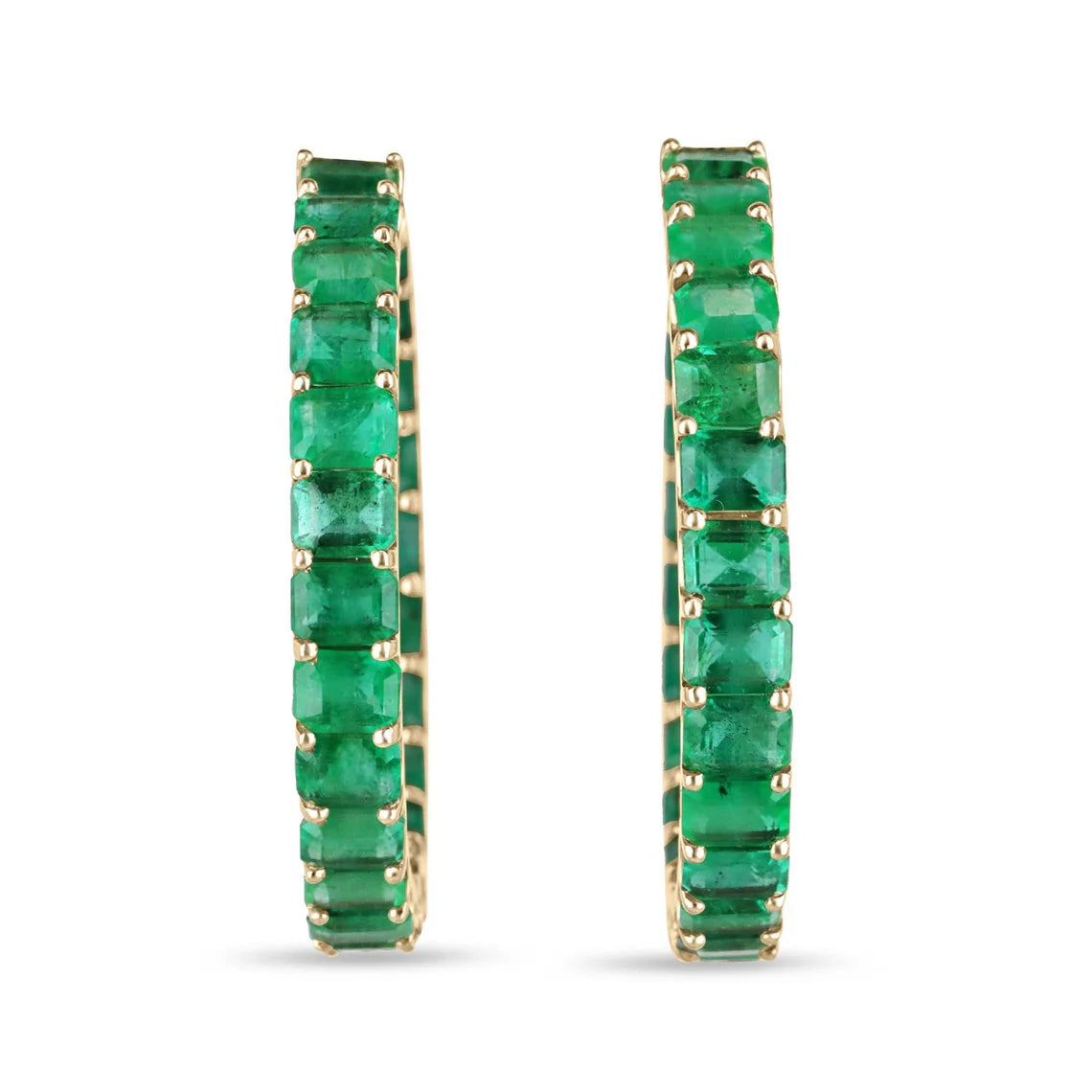 20.69ct Natural Grand Emerald East-West Hoop Earrings for Women - Elegant Statement Jewelry for Parties, Weddings & Special Occasions
