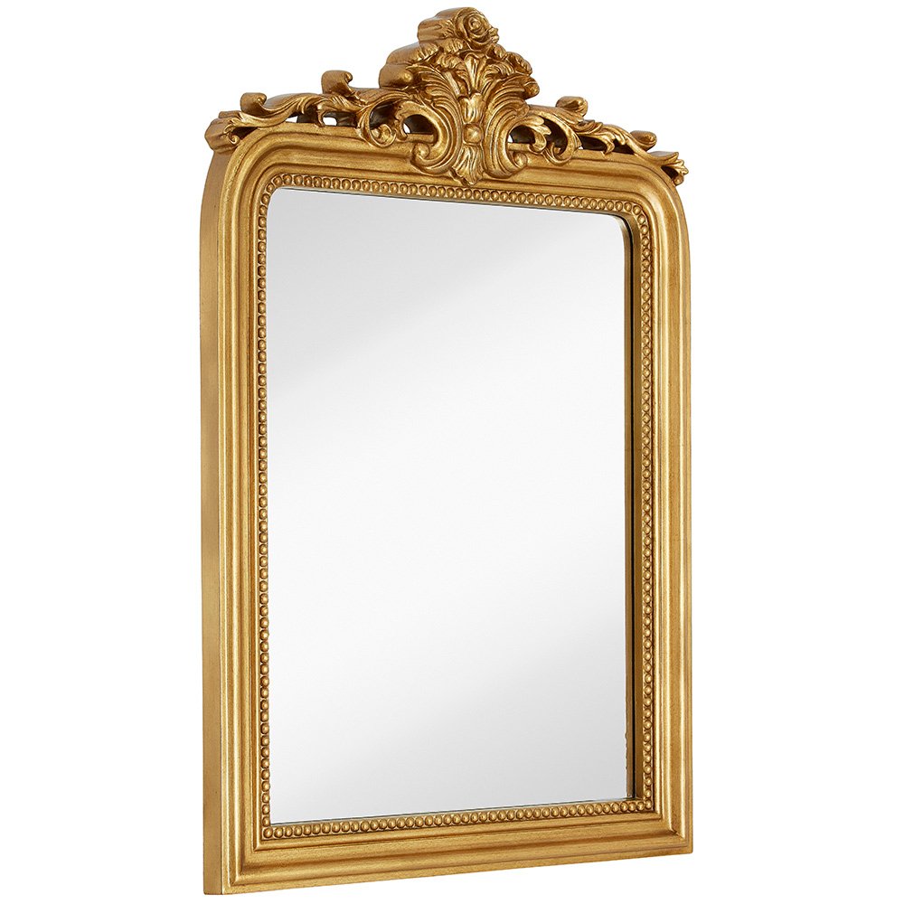 Vintage Gold Wall Mirror 24x36 Inch - French Baroque Antique Arched Mirror for Bathroom, Entryway & Vanity Decor | Elegant Gold Framed Mirror for Living Room, Bedroom & Hallway | Perfect for Home Decor, Wedding & Luxury Interior Design