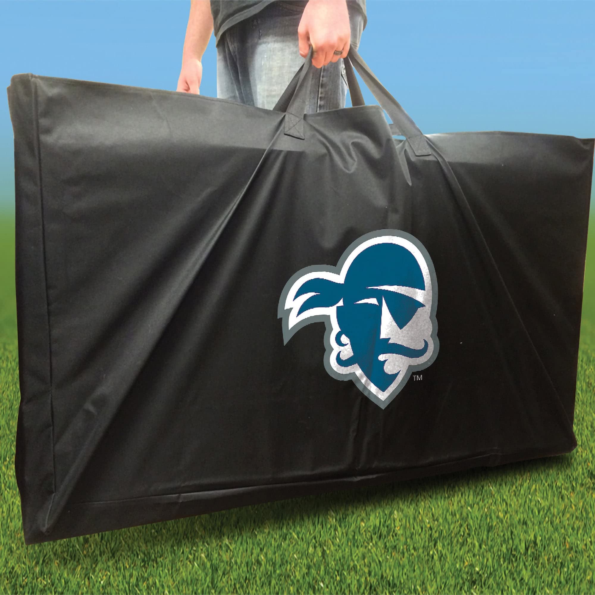 Skip's Garage Seton Hall Swoosh Cornhole Board Set - Official Team Logo Regulation Size Cornhole Game - Perfect for Tailgating, Backyard Parties & College Game Day Events