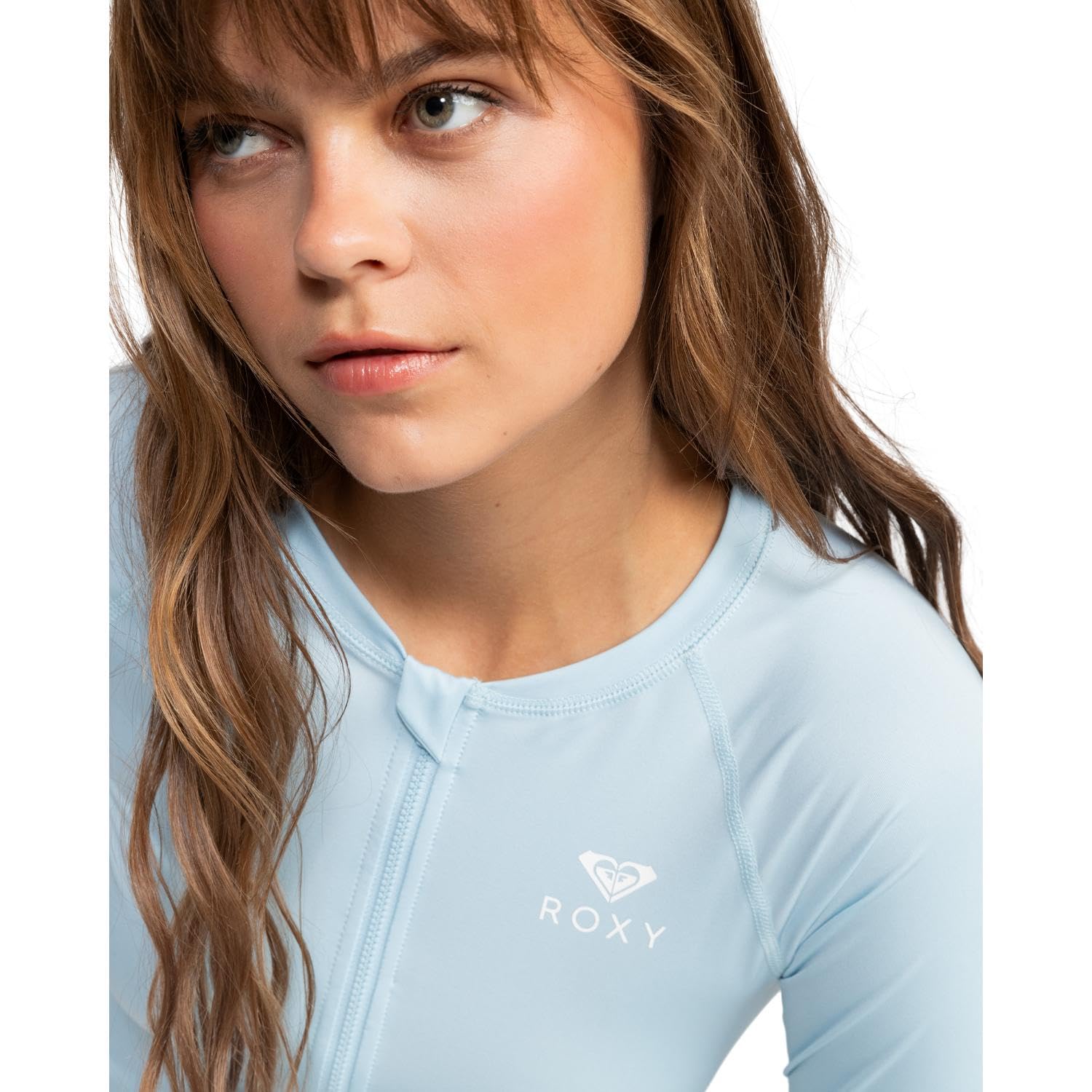 Roxy Women's Long Sleeve Zip Up Rashguard UV Protection Swim Shirt for Surfing, Swimming & Beach Activities