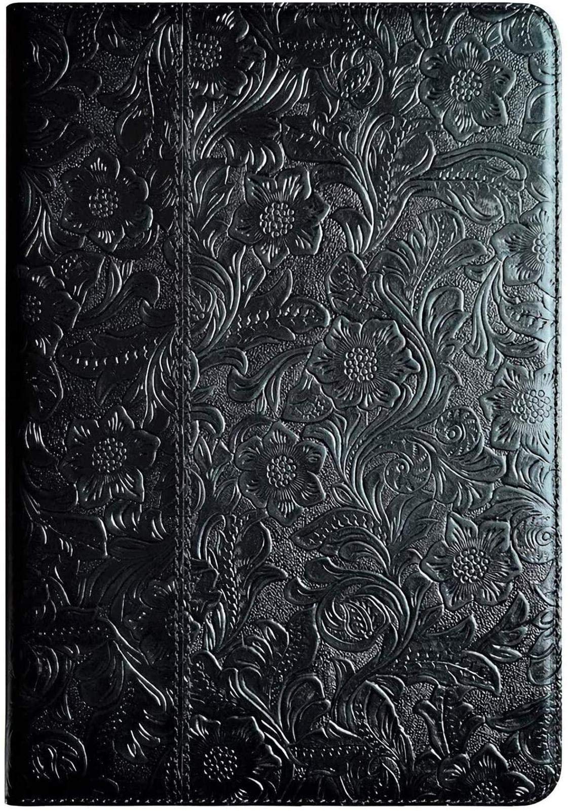 Premium Real Leather Cowhide iPad Pro 11 Case (2nd Gen 2020 & 2018) with Pencil Holder - Stylish Pattern Design in Black - Perfect for Work, Travel & Everyday Protection