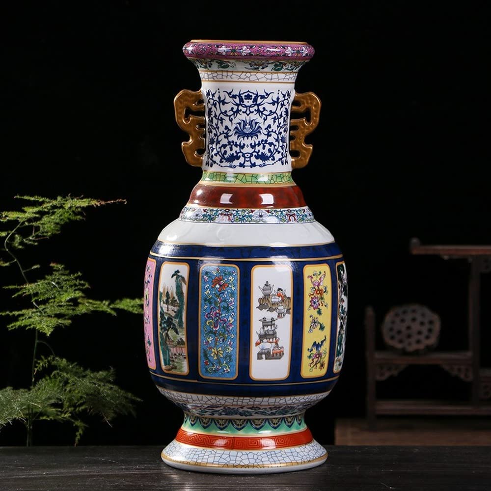 Antique Chinese Porcelain Enamel Vase - Handcrafted Jingdezhen Ceramic Art for Home Decor, Living Room Centerpiece & Unique Gift Idea | Perfect for Traditional Interior Design & Collector's Display