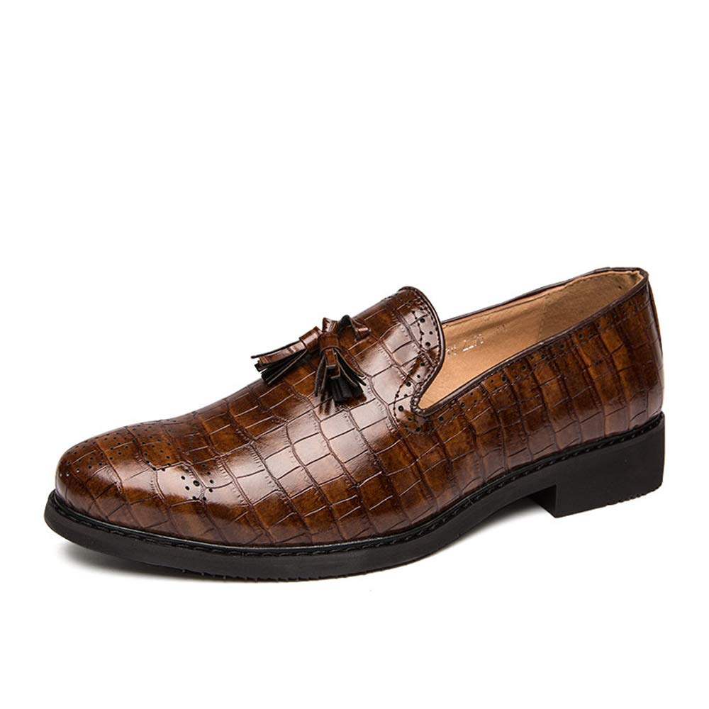 Premium Men's Loafers - Tassel Dress Shoes with Crocodile Print Leather for Wedding, Party & Casual Wear - Comfortable Slip-On Business Shoes for Office & Formal Occasions