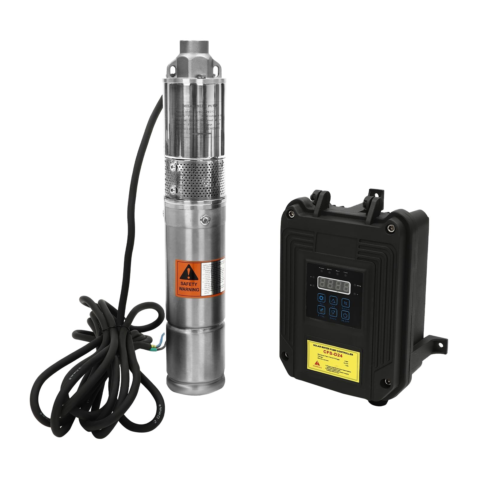 24V 210W Solar Powered Deep Well Submersible Pump with Control Box - 3