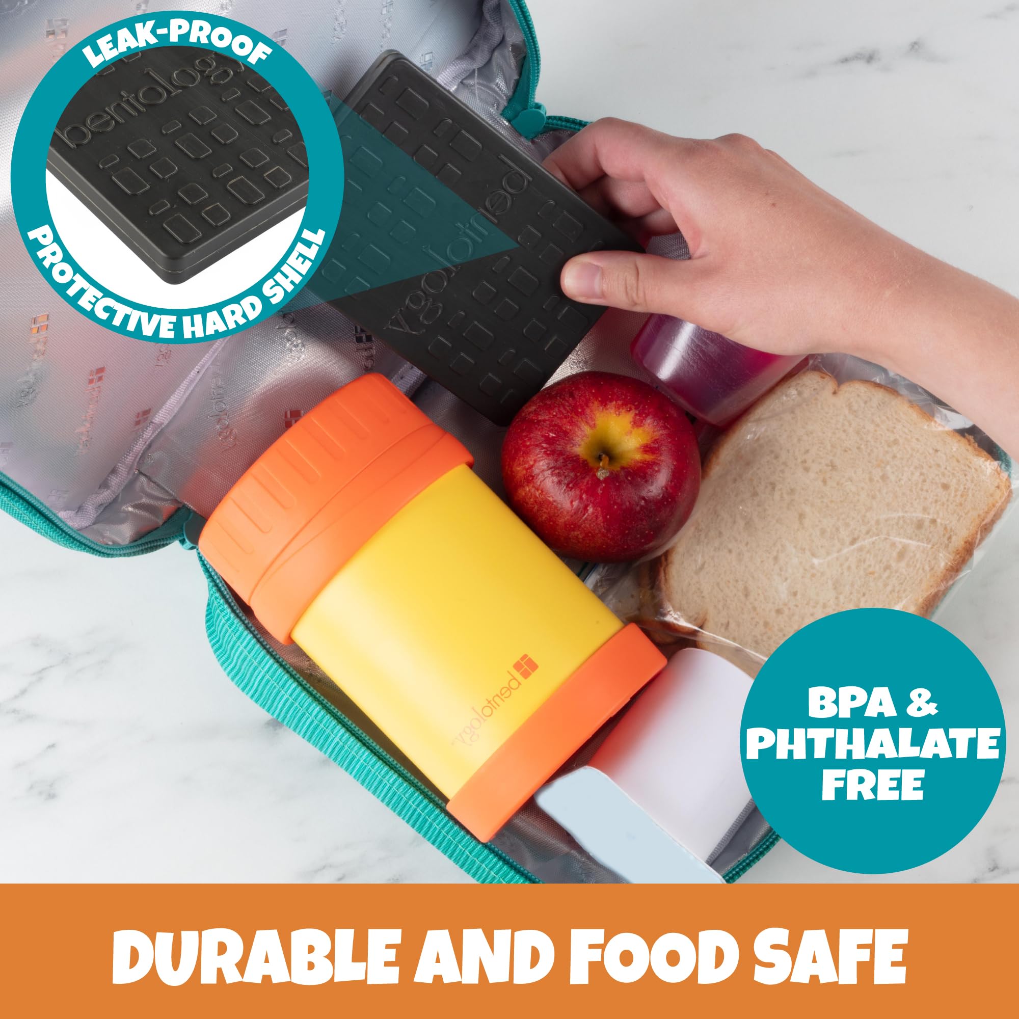 Reusable Ice Brick Hard Ice Pack Set of 3 - Fits Kids Lunch Box, Bento & Cooler Bags - Long Lasting Slim Freezer Packs for Food & Drinks - Perfect for School, Picnics & Outdoor Activities