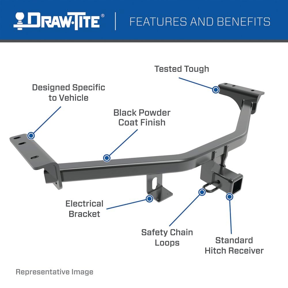 Draw-Tite 76310 Class 4 Trailer Hitch - 2 Inch Square Receiver for 2020-2024 Jeep Gladiator | Heavy Duty Towing for Camping, Boating & Off-Road Adventures