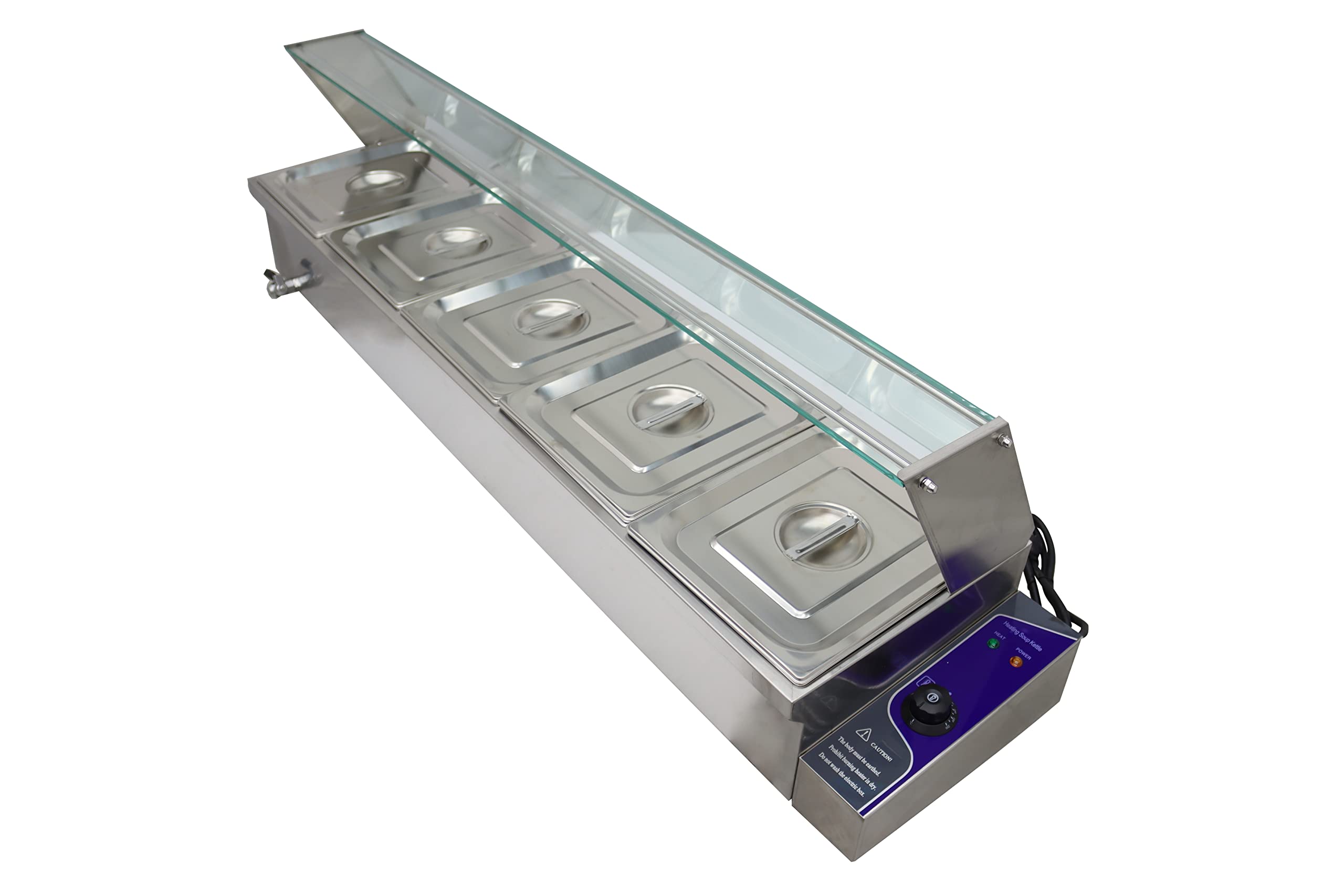 INTBUYING 5-Pan Commercial Food Warmer Steam Table - Stainless Steel Buffet Catering Equipment for Restaurants, Hotels & Events - Perfect for Keeping Breakfast, Lunch & Dinner Dishes Warm