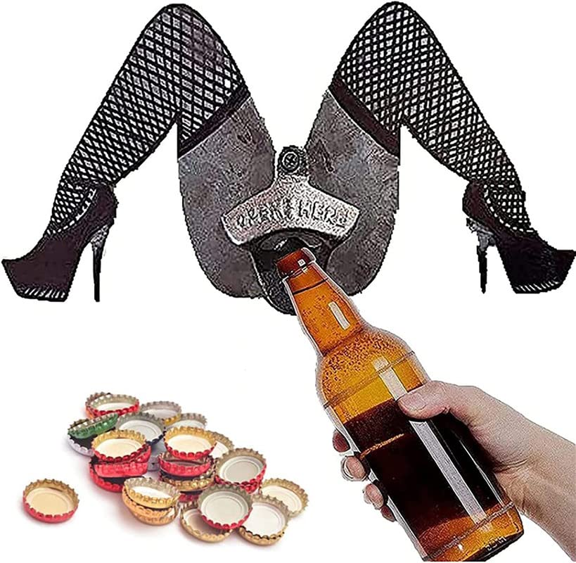 Sexy Leg Wall Mounted Beer Opener - Black Metal Bar Tool for Home & Bar