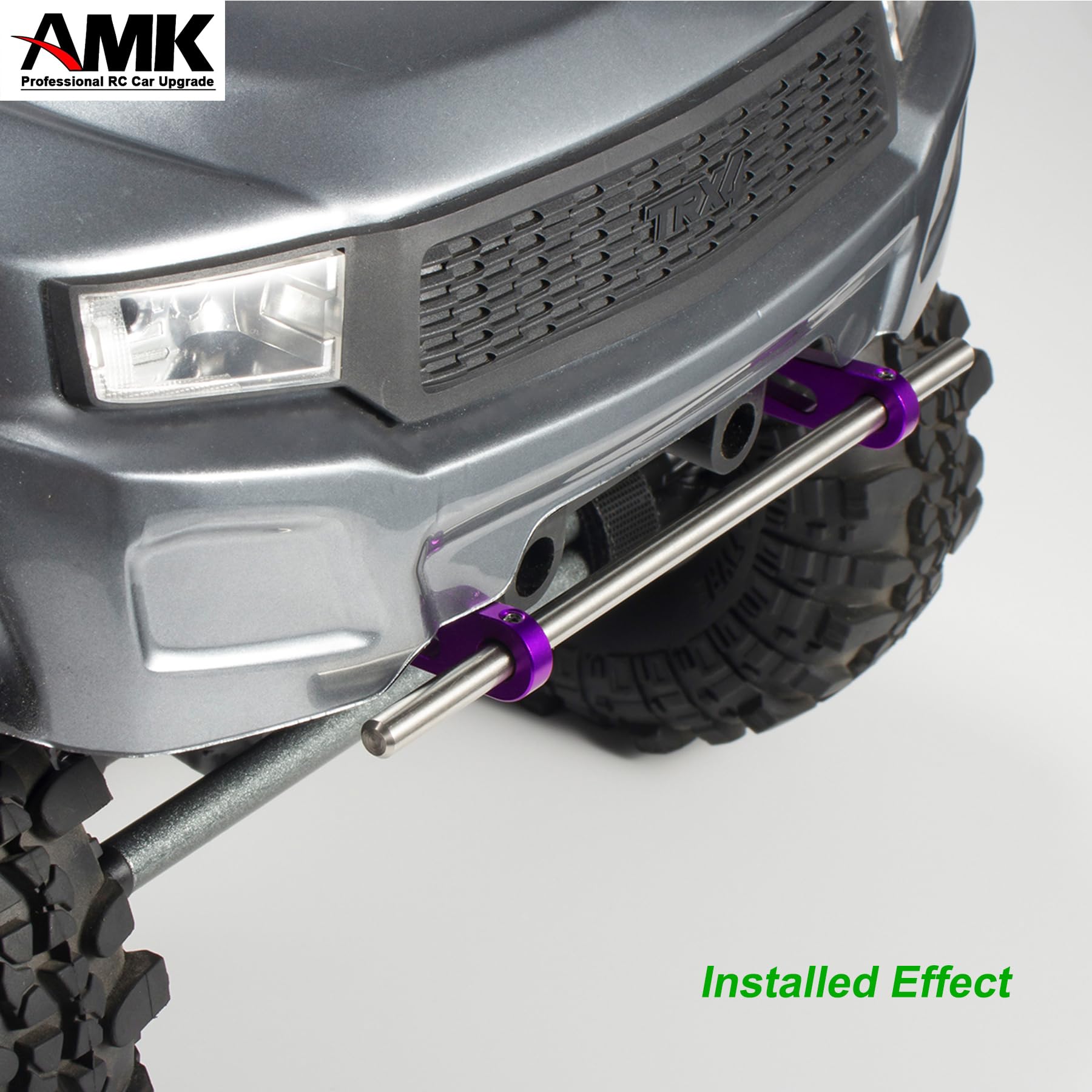 AMK Adjustable 1/10 Scale Metal Bumper Set - Front & Rear Upgrade for RC Crawler Axial SCX10, Element Enduro, Gen7, Gen8, TRX6, TRX4 - Durable Off-Road Protection (Silver) - Perfect for Rock Crawling & Trail Adventures