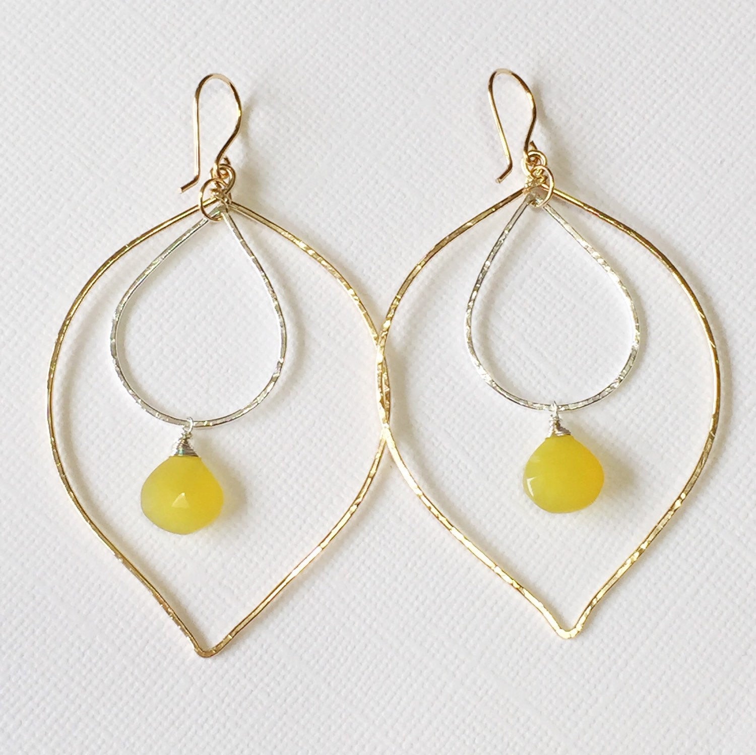 Elegant Yoshiko Yellow Chalcedony Earrings (E205) - Perfect for Weddings, Parties & Special Occasions