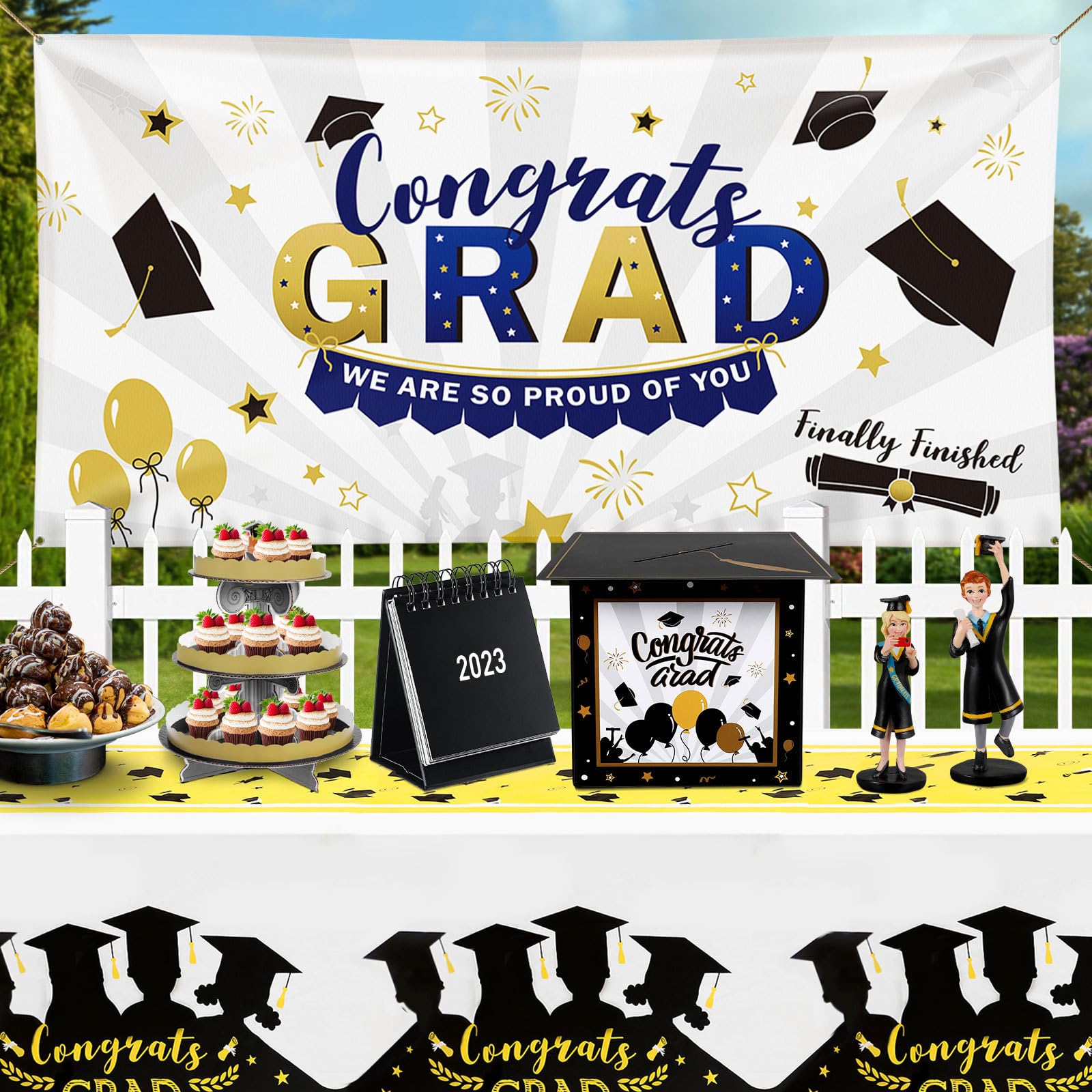 PRETYZOOM 2023 Graduation Card Box - Congrats Grad Gift Box Holder for Graduation Party, Ceremony & Birthday - Perfect Graduation Party Supplies for High School & College Graduates - Great for Photo Displays & Gift Card Storage