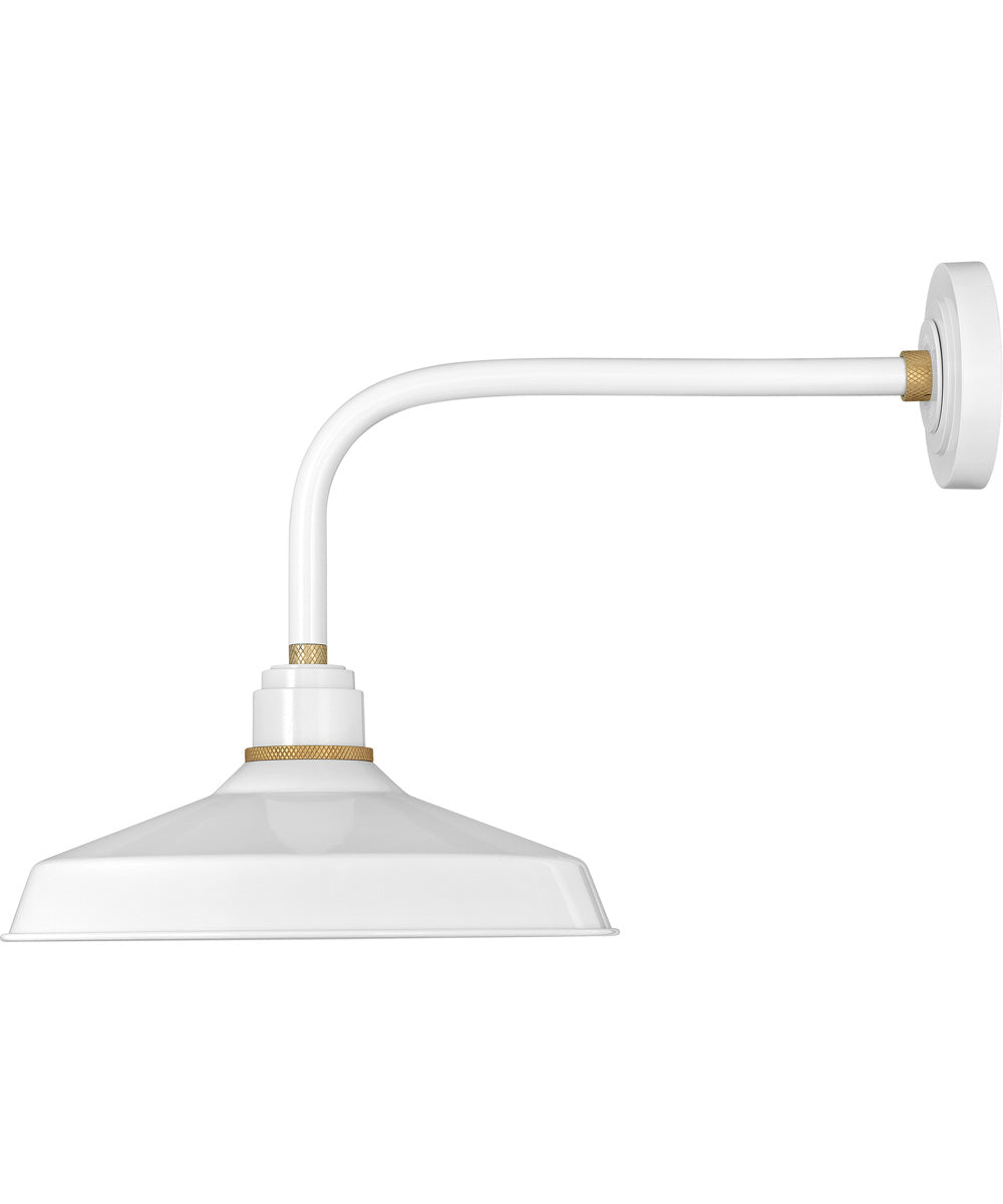 1 Light Medium Straight Arm Outdoor Barn Light in Gloss White - Durable Porch Lighting for Farmhouse, Garage & Patio - Weatherproof Exterior Wall Sconce