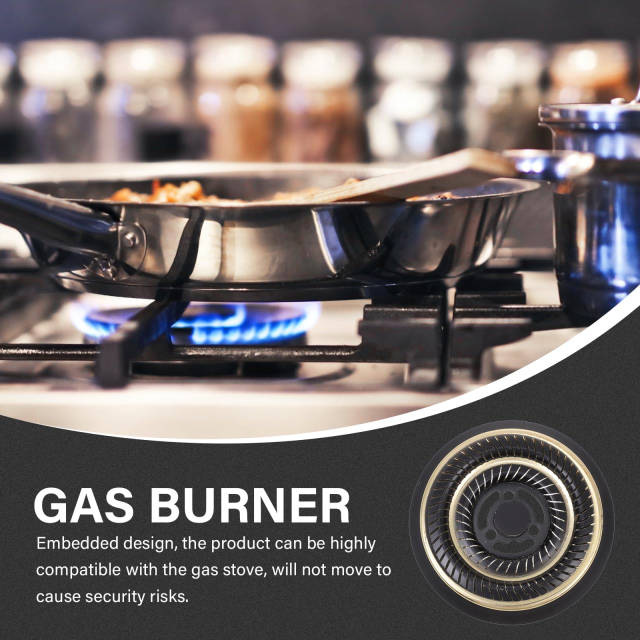 Cabilock 1-Piece Stainless Steel Gas Burner Ring - Universal Fit for Kitchen Stove, BBQ Grill & Outdoor Cooking - Durable Copper Coated Gas Cooktop Distributor for Home & Camping Use