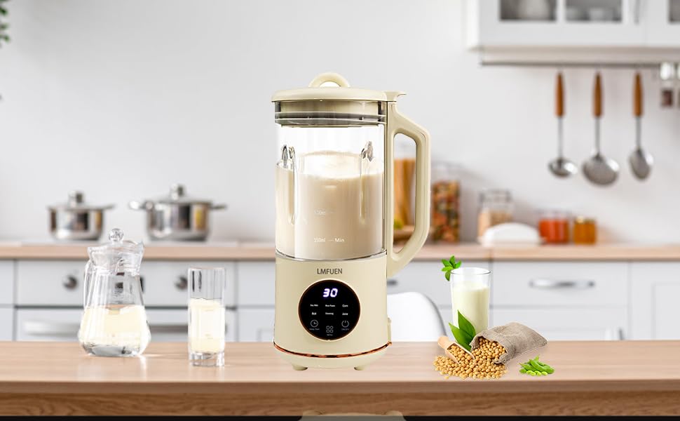 40oz Automatic Nut Milk Maker & Soy Milk Machine - Homemade Almond, Oat, Soy & Plant-Based Milk Maker with Delay Start, Keep Warm & Self-Cleaning - Perfect for Vegan Milk, Healthy Smoothies & Family Breakfast (White)