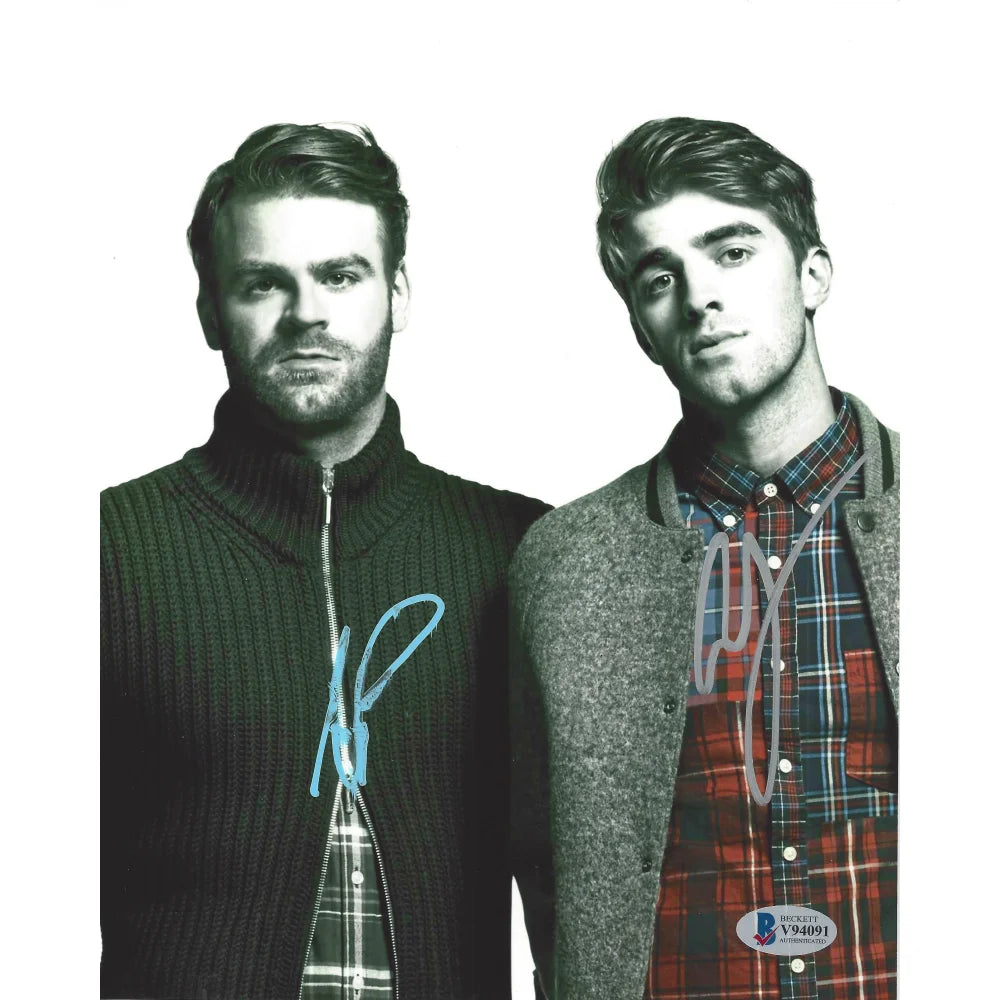 Chainsmokers Hand Signed 8x10 Photo with JSA COA - Drew Taggart & Alex Pall Autograph - Perfect for Music Memorabilia Collectors & Fan Displays