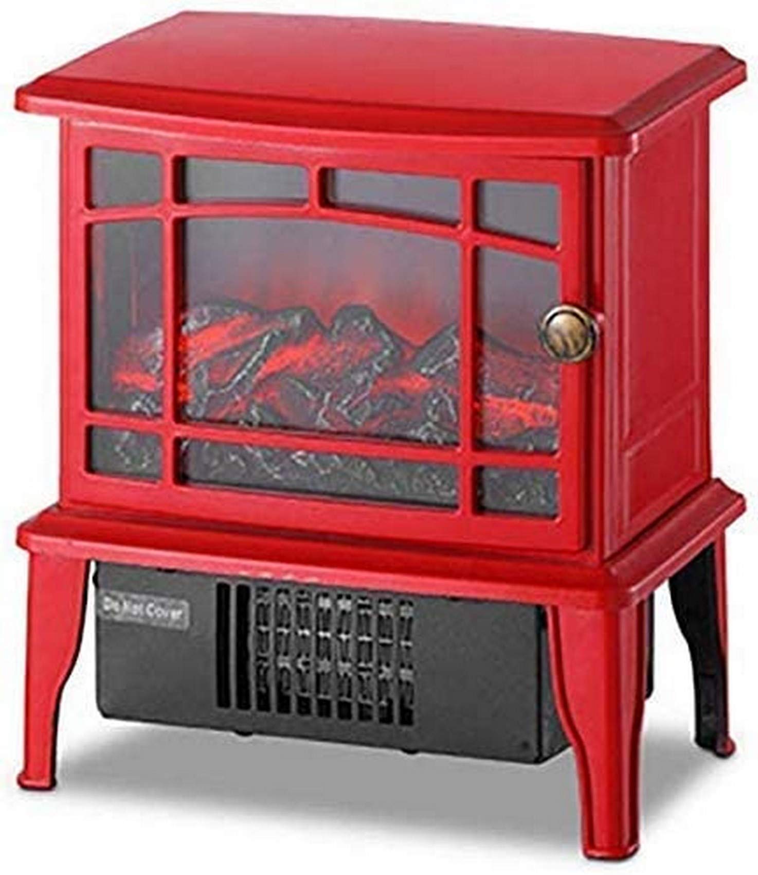 Vintage Electric Fireplace Heater with Realistic Log Flame Effect - 1500W Portable Stove Heater for Home, Office & Bedroom - Black & Red Options - Perfect for Winter Heating & Cozy Ambiance