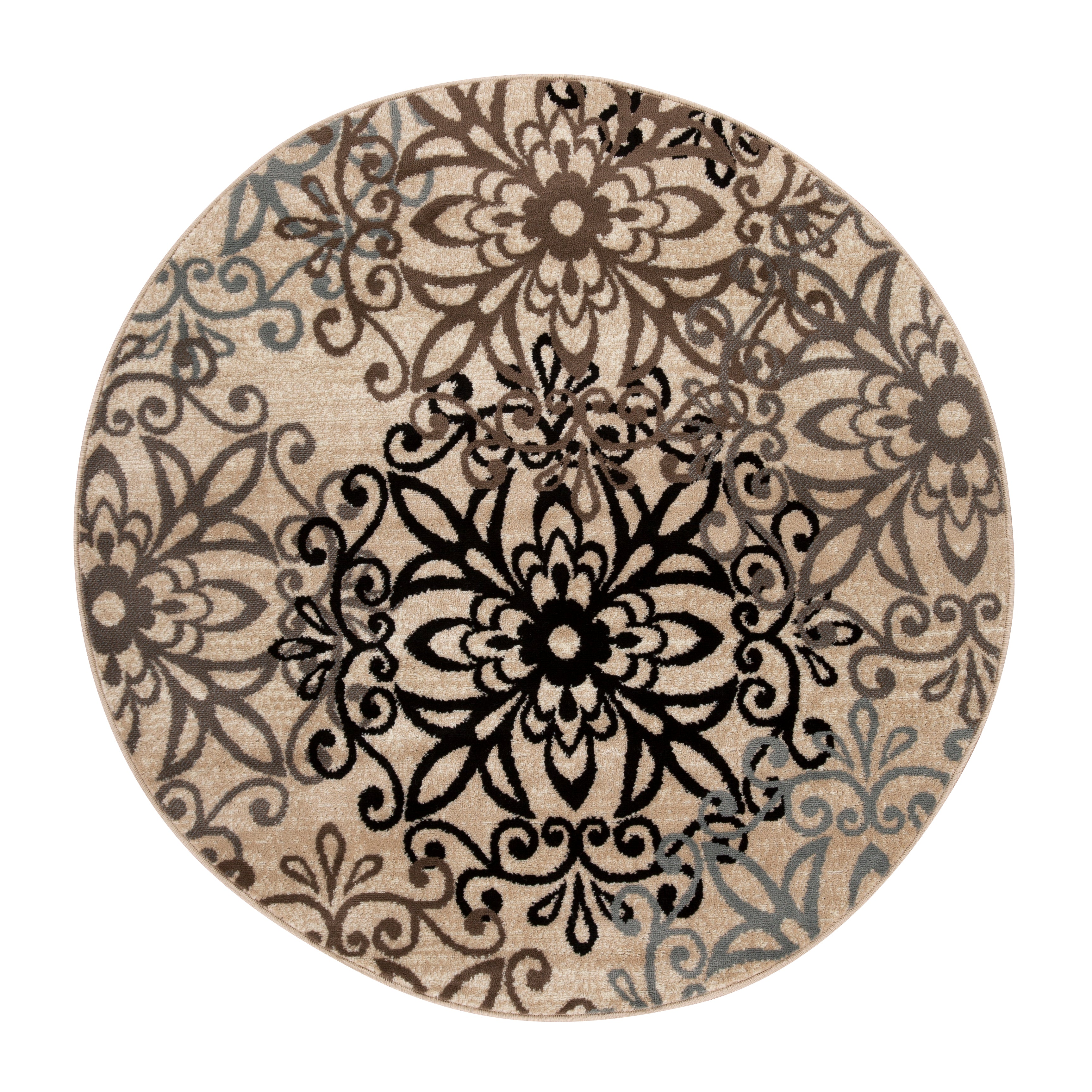 Leigh Traditional Floral Scroll Indoor Area Rugs & Runner Rugs - Non-Slip Soft Living Room Bedroom Decor Carpet