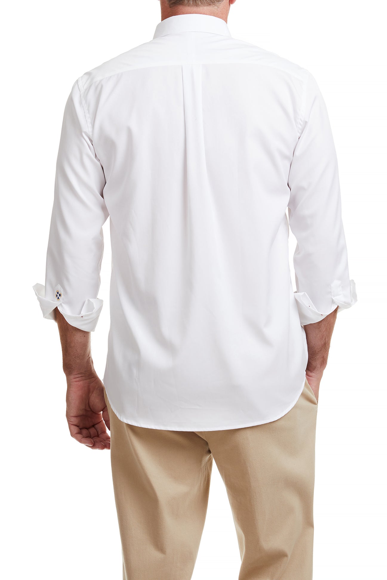 Chase Shirt White with Crimson Grosgrain Trim - Classic Men's Dress Shirt for Business, Office & Formal Occasions