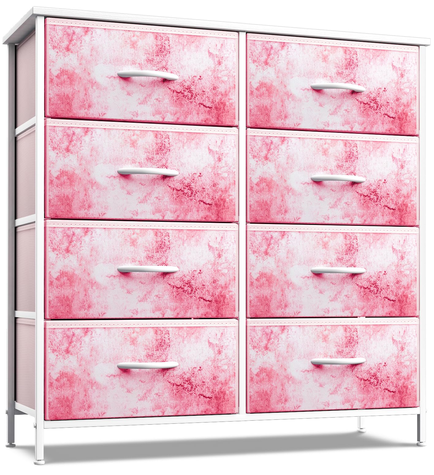 Sorbus 8-Drawer Dresser Storage Organizer - Steel Frame & Wood Top Chest Tower with Easy Pull Fabric Bins for Bedroom, Hallway, Closet & Office | Perfect for Small Space Organization & Home Decor (Pink)
