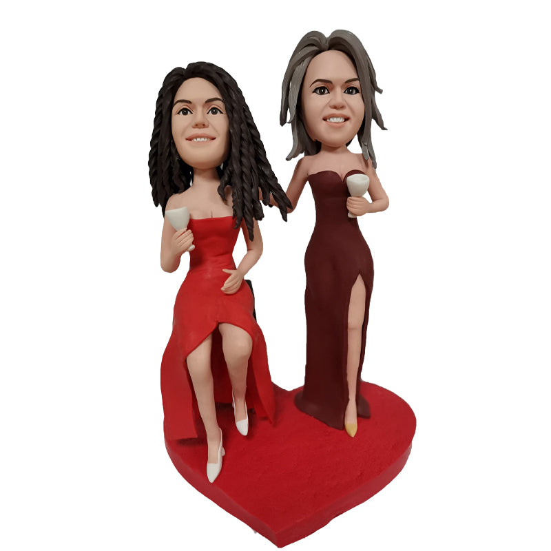 Custom Personalized Party Sisters Bobblehead - Fun Gift for Sisters, Best Friends & BFFs - Perfect for Birthdays, Anniversaries & Special Occasions