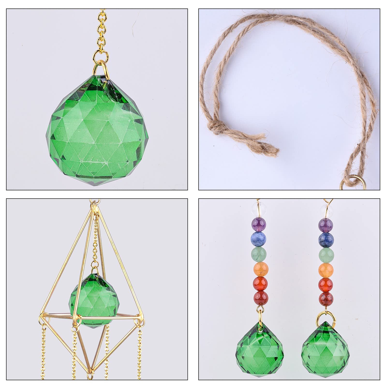 Handmade Crystal Sun Catcher - Rainbow Maker Wind Chime for Home & Garden Decor, Housewarming Gift (Green) | Perfect for Window, Wall & Outdoor Decorations to Create Stunning Light Reflections