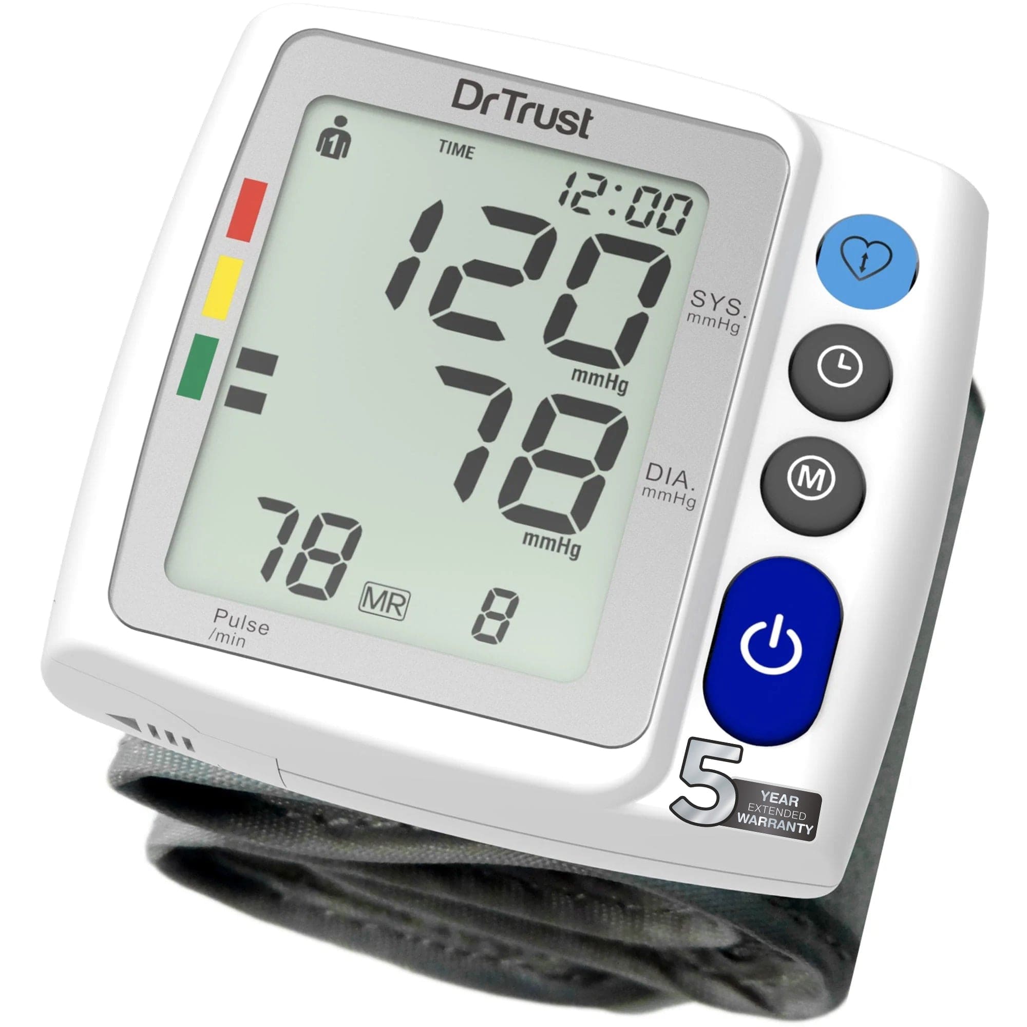 Dr Trust USA Digital Wrist Blood Pressure Monitor - Automatic Adjustable Cuff BP Machine with Large LCD Display | Accurate Home Health Monitoring for Adults & Seniors | Perfect for Travel, Gym & Daily Health Tracking