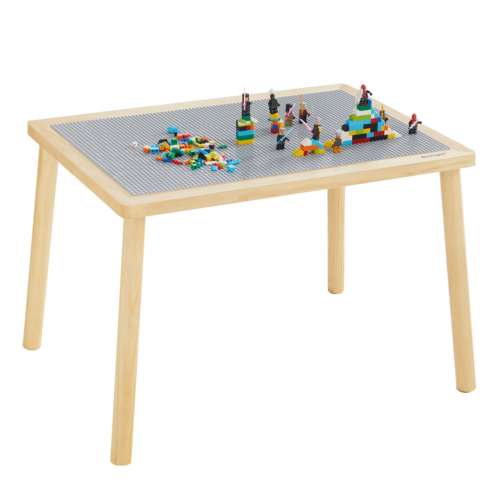 Beright Kids Activity Table with 3 Baseplates - Grey Building Block Play Table with Double-Sided Tabletop | Indoor Sensory Learning Table for Toddlers | Perfect for Preschool Playrooms, Daycare Centers & Home Use