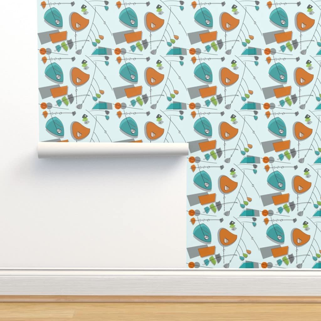 Commercial Grade Vintage Retro Mid-Century Modern Wallpaper Swatch - Atomic Era Traditional Design by Spoonflower | Perfect for Home Decor, Accent Walls & DIY Projects