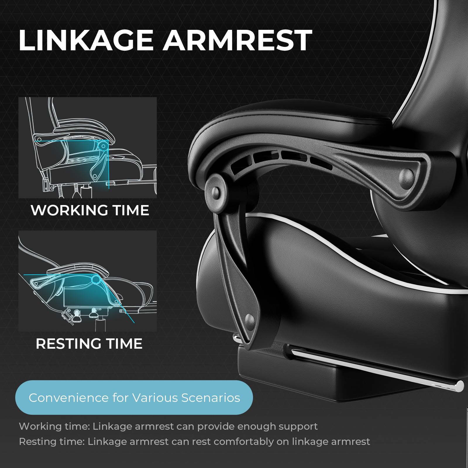 GTPLAYER Ergonomic Gaming Chair with Adjustable Lumbar Support & Footrest - 360° Swivel Office Computer Chair with Headrest for PC Gaming & Home Workspace (White) - Perfect for Esports, Streaming & Remote Work