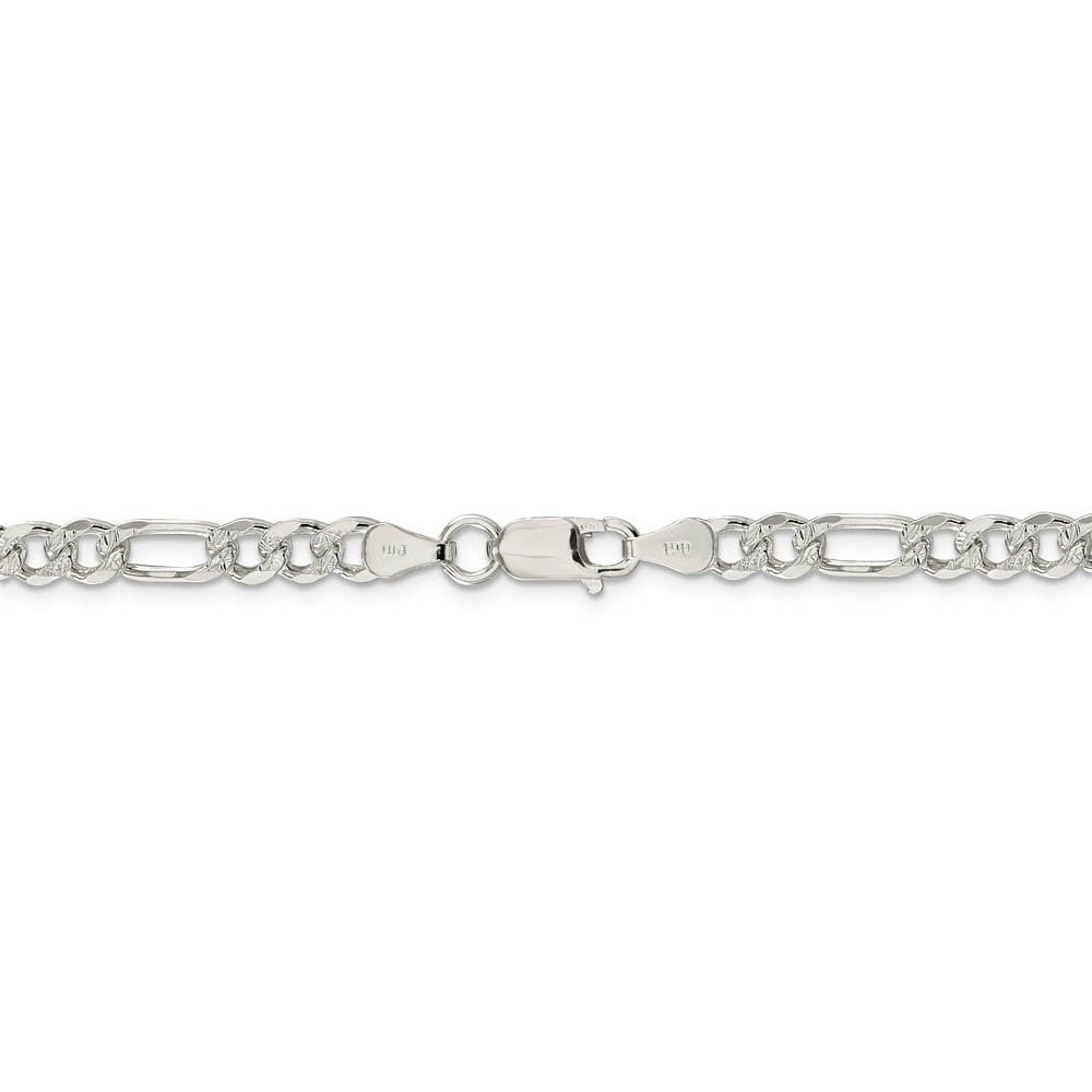 5.5mm Sterling Silver Pave Flat Figaro Chain Necklace - Elegant Black Bow Design for Women, Perfect for Parties, Weddings & Everyday Wear