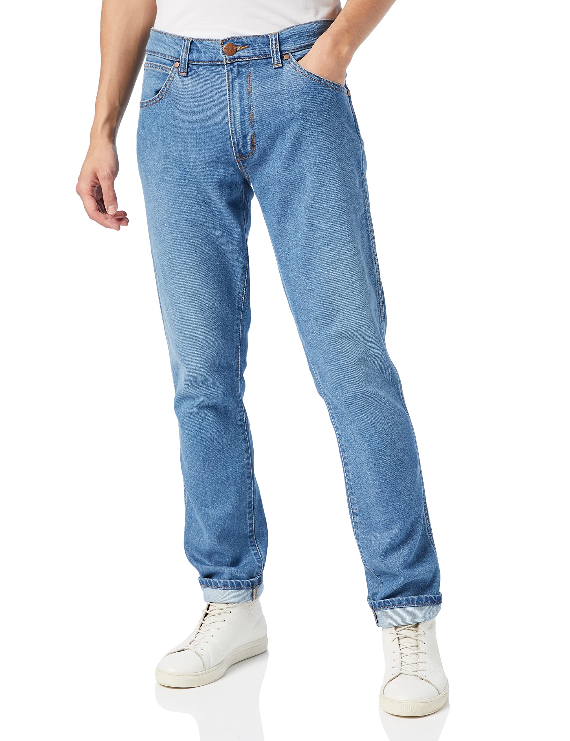 Wrangler Men's Larston Slim Fit Jeans - Comfortable Stretch Denim Pants for Casual Wear & Everyday Use