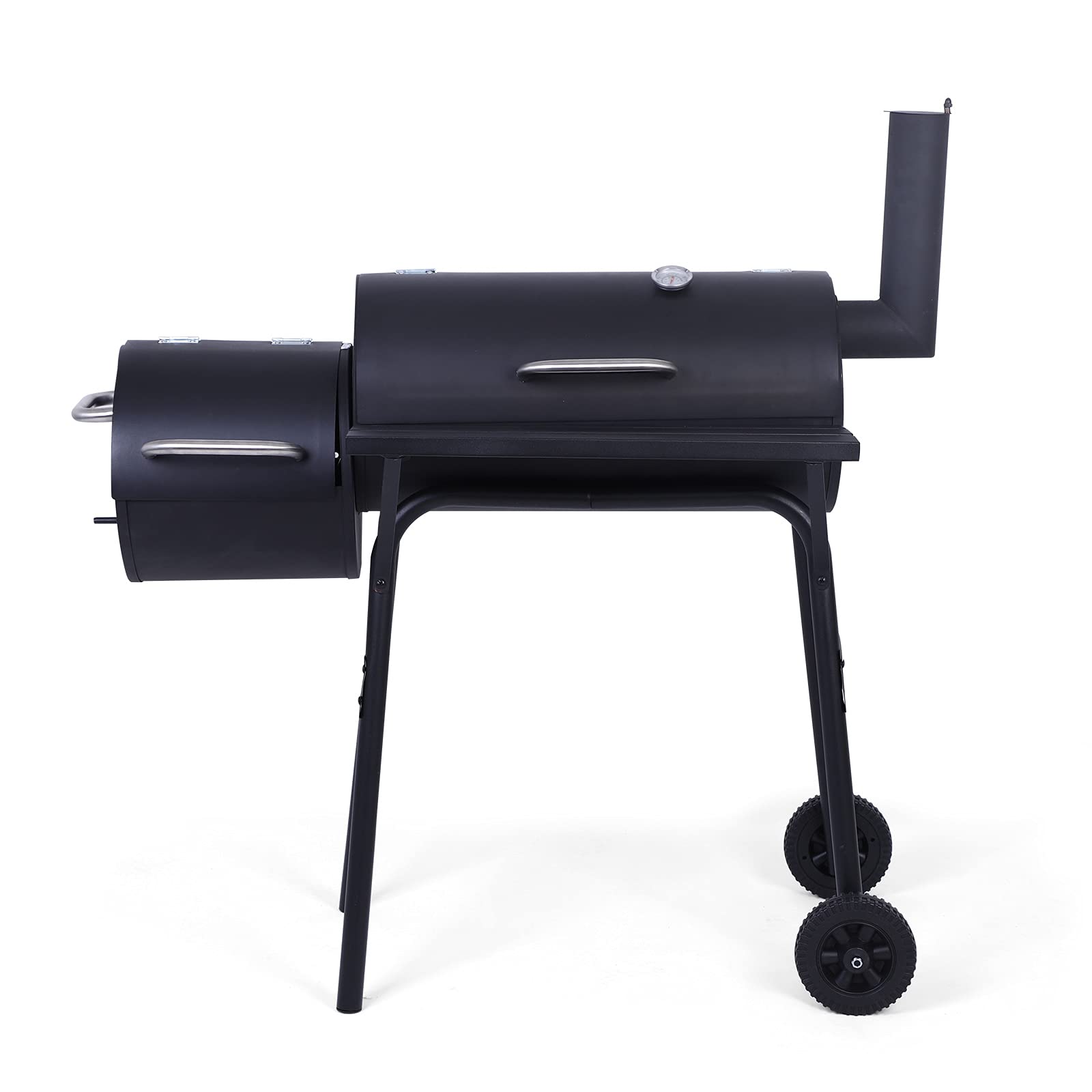 Premium MengK Charcoal Grill with Offset Smoker - Portable BBQ Grill with Wheels & Temperature Gauge for Backyard, Patio, Camping, Picnics & Outdoor Cooking Adventures