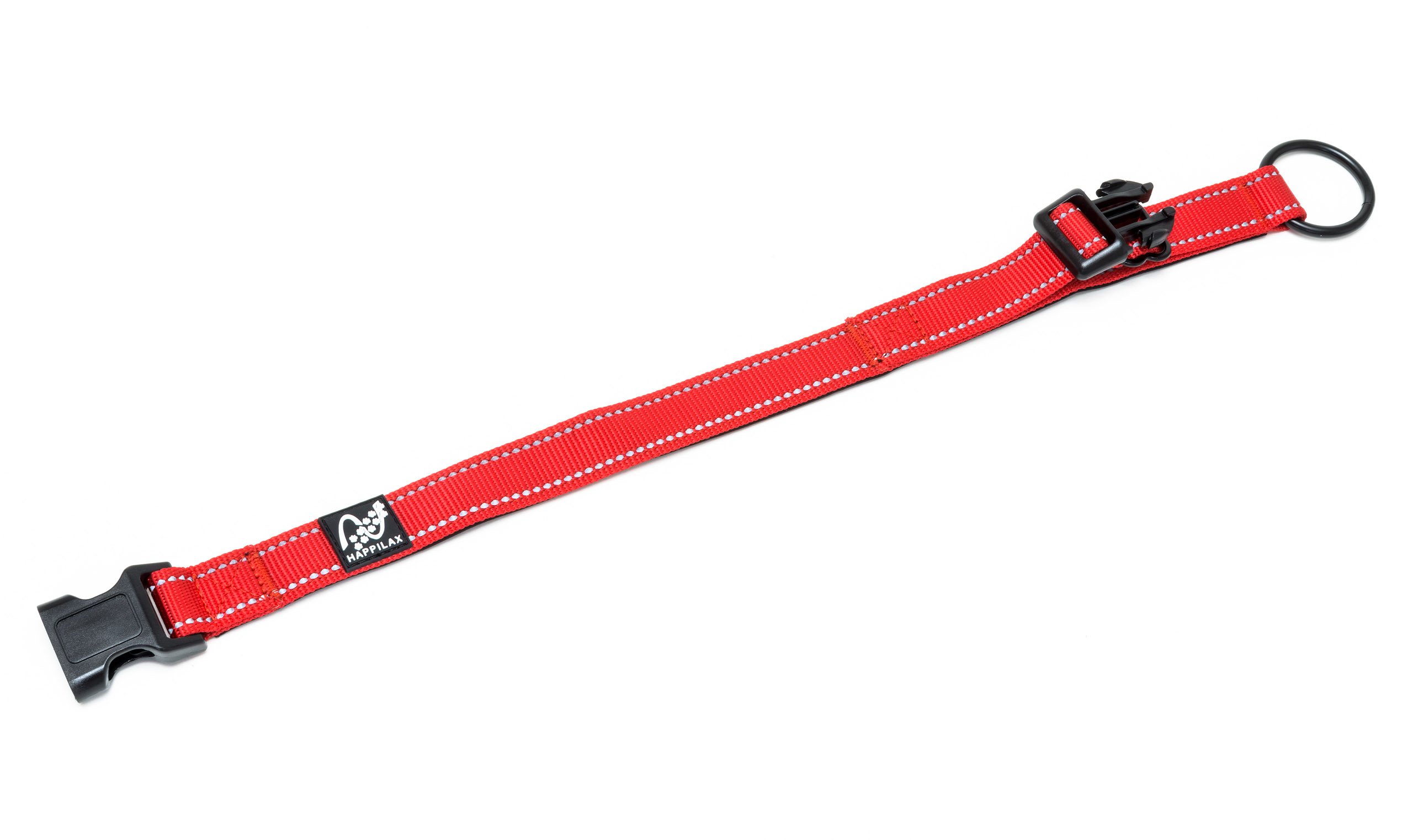 Happilax Adjustable Reflective Padded Dog Collar with Buckle - Comfortable Strain Relief for Small Dogs (12-14 inch Neck Size, Red) - Perfect for Night Walks, Training & Outdoor Adventures